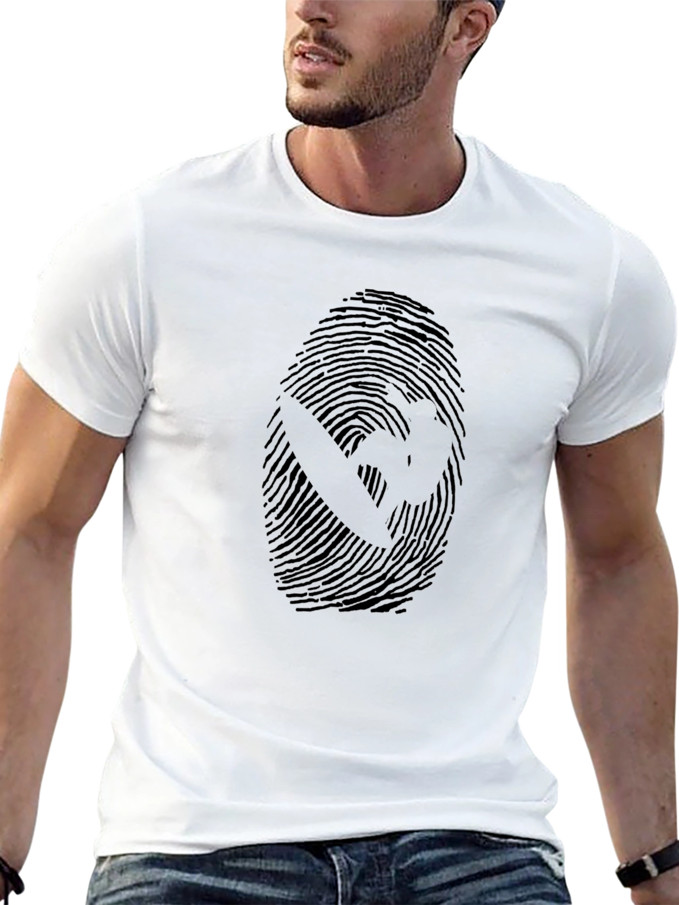 Black Graphic Fingerprint T-Shirt - Unique Design view 13