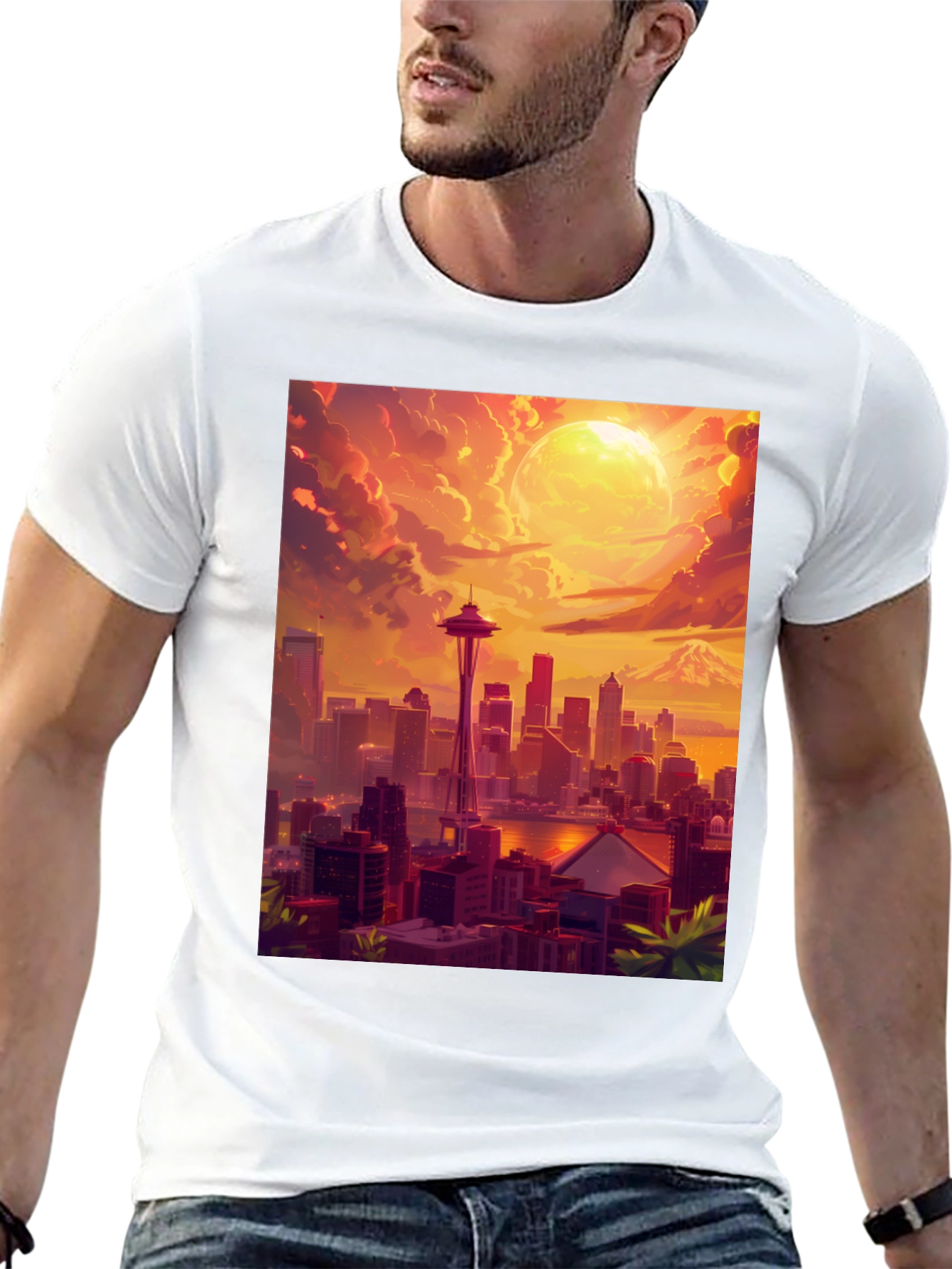 Black Seattle Skyline T-Shirt view 13