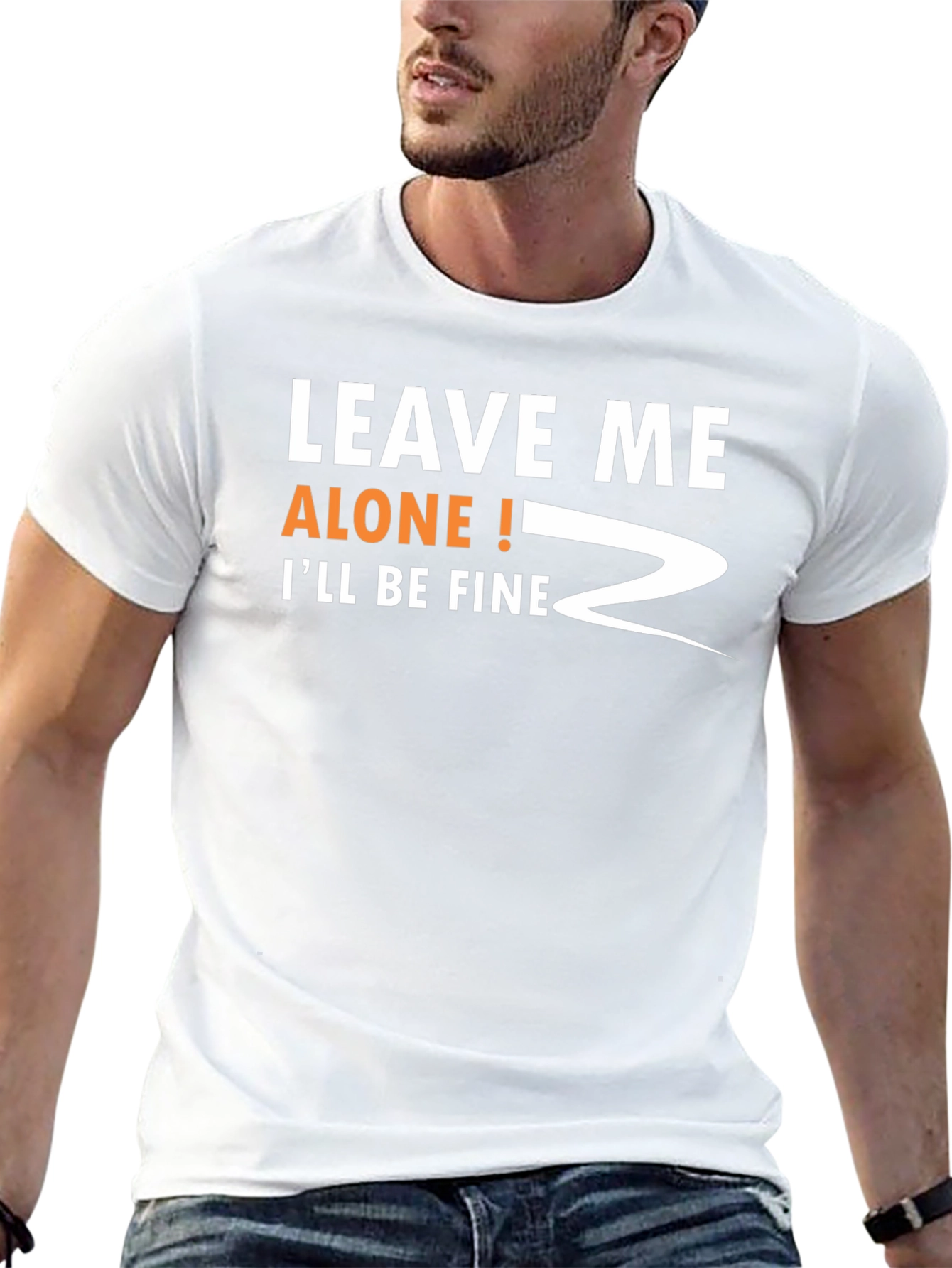 Black Leave Me Alone! Funny Graphic T-Shirt view 13