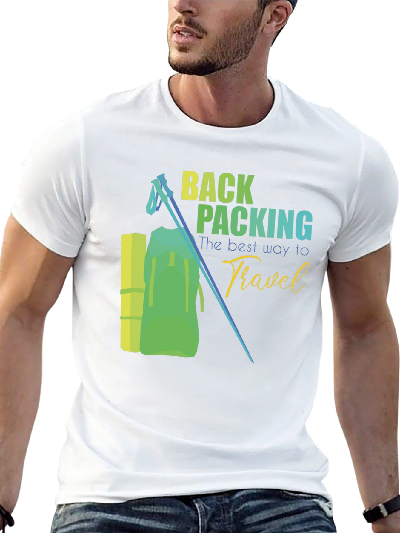 Black Backpacking Travel Graphic Tee - Outdoor Adventure Shirt view 13