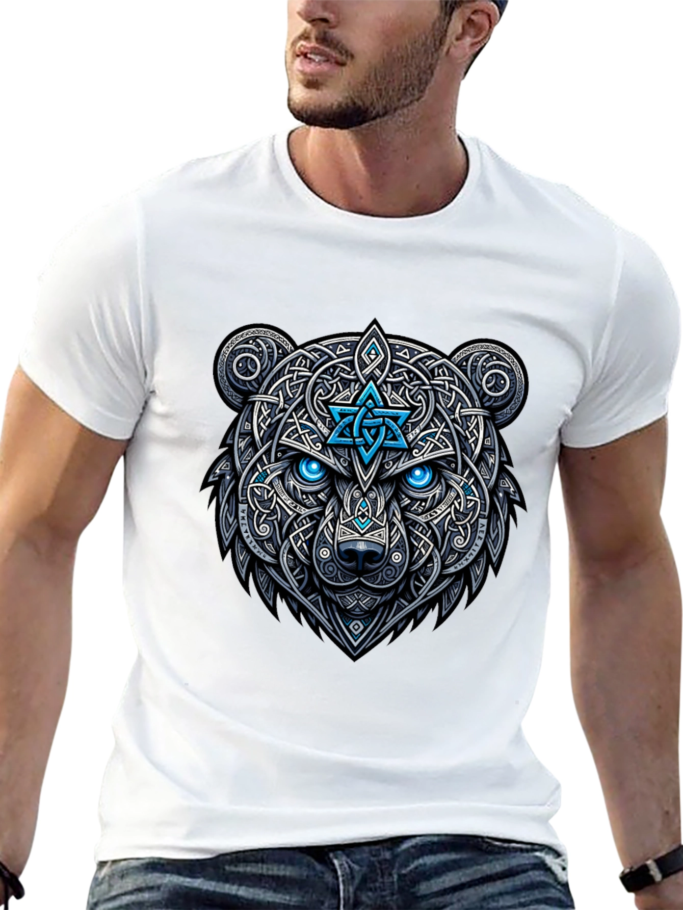 Black Celtic Bear Graphic Tee - Black view 13