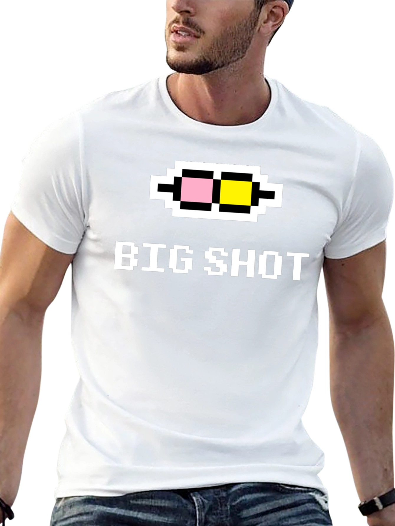 Black Big Shot T-Shirt - Pixel Glasses Funny Graphic Tee view 13