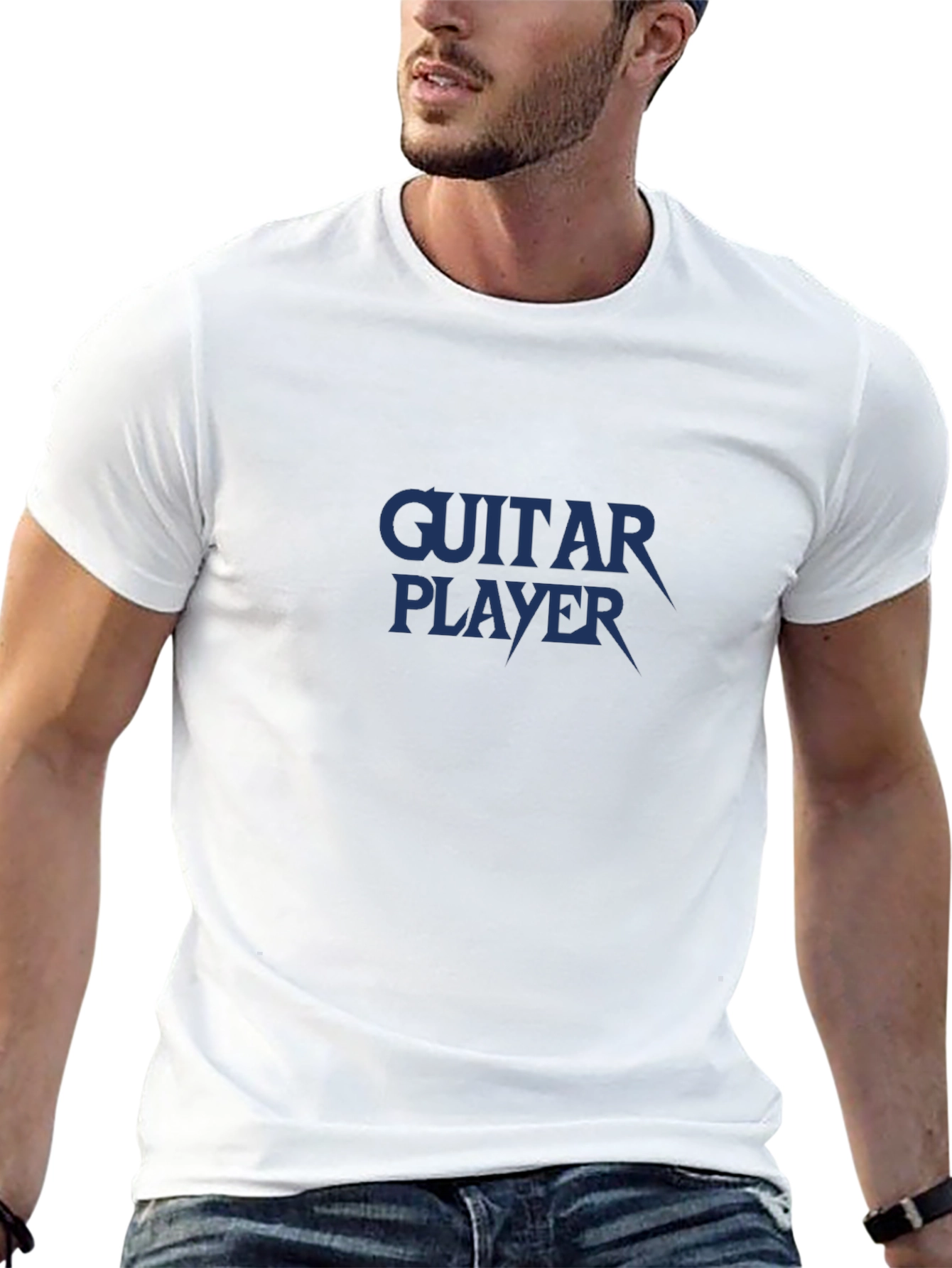 Black Guitar Player Graphic Tee - Black Cotton T-Shirt view 13