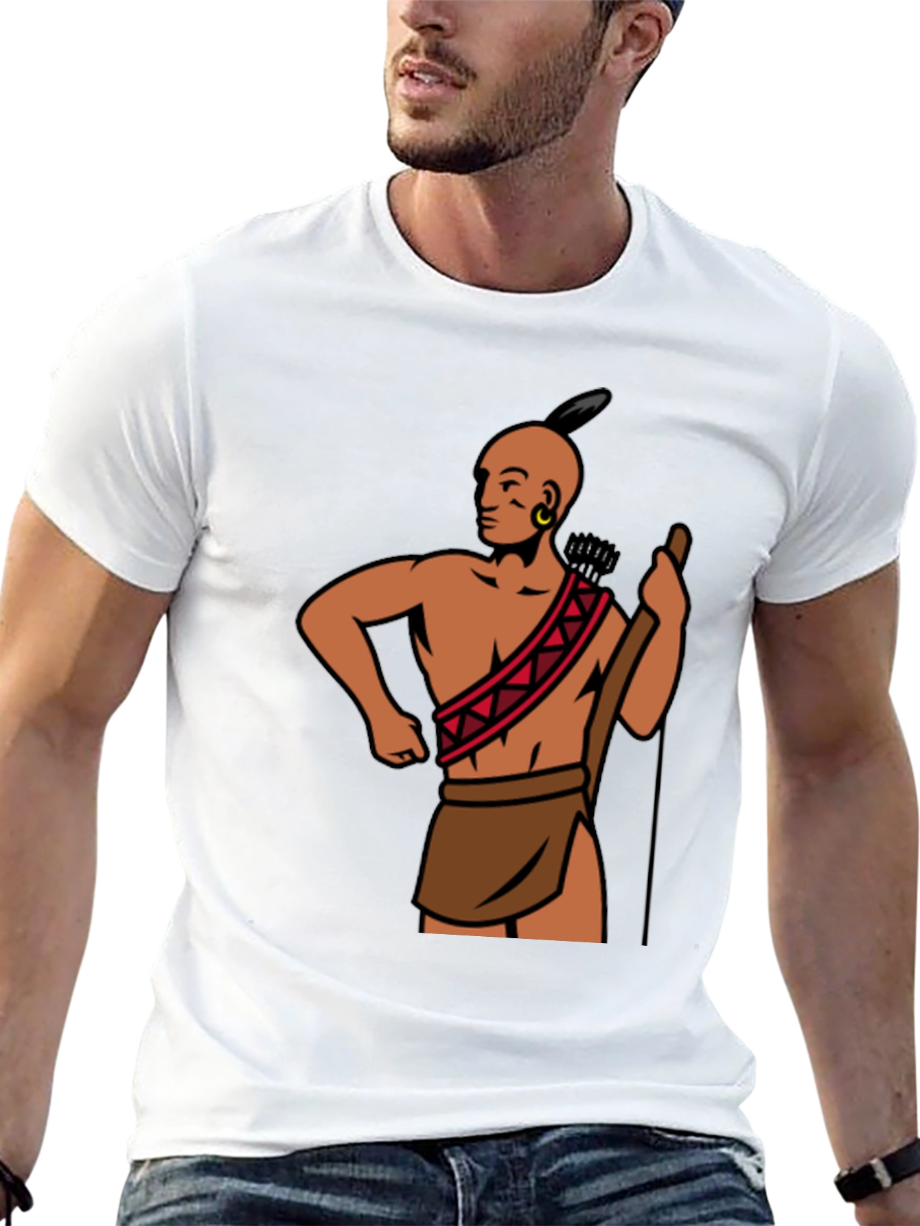 Black Native American Warrior Graphic Tee - Black view 13