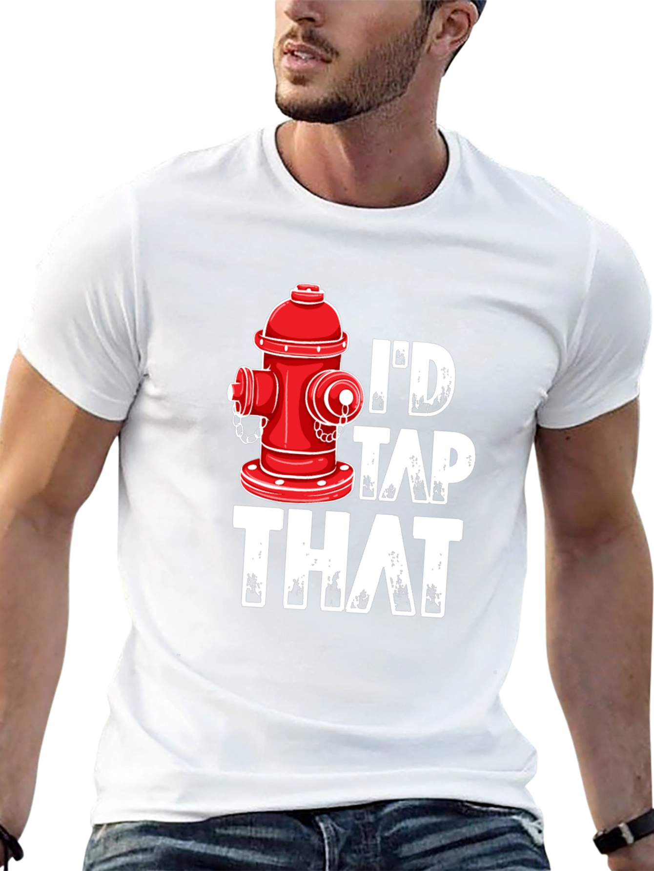 Black I'd Tap That Fire Hydrant T-Shirt - Funny Graphic Tee view 13