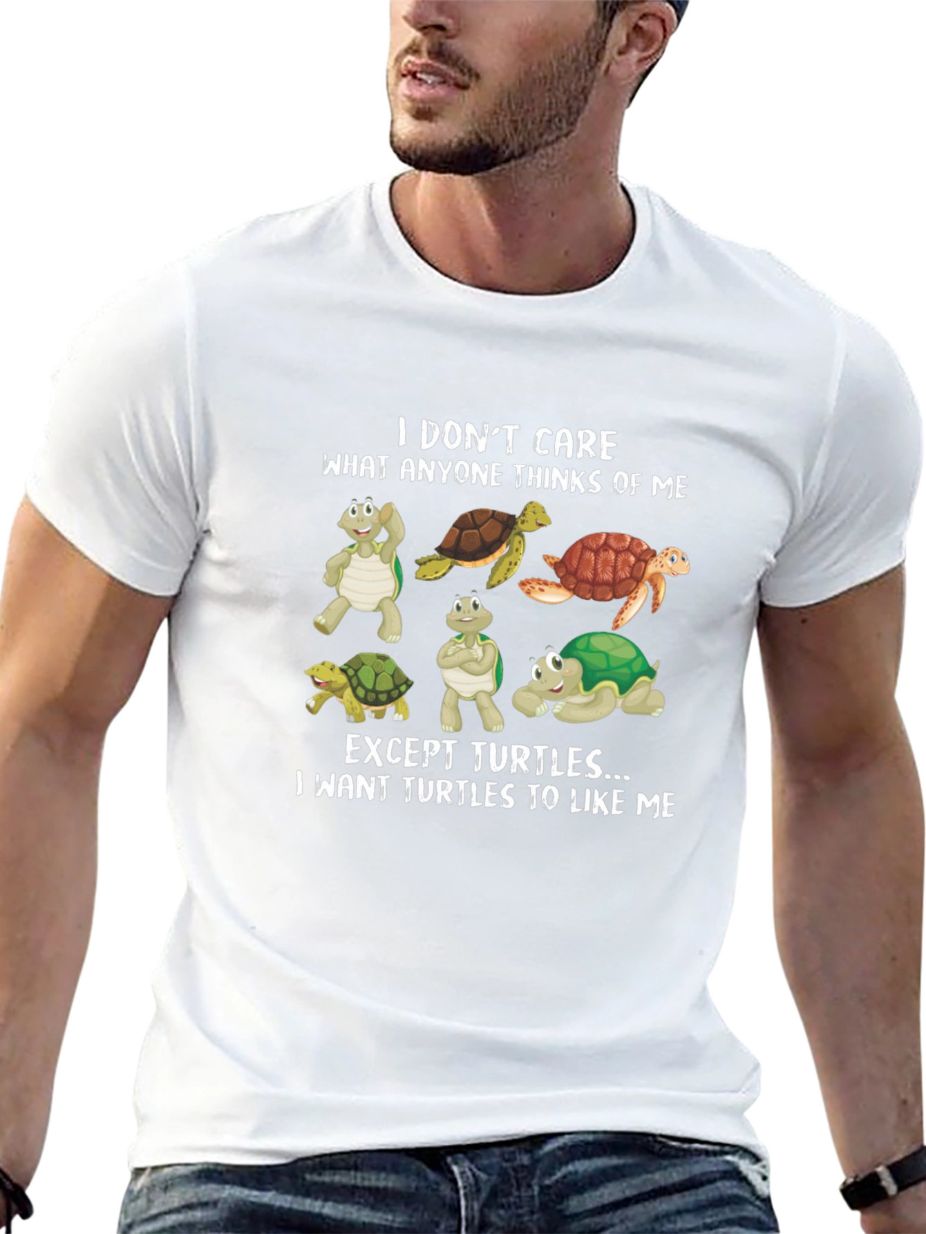 Black Turtle Lover Tee - "I Want Turtles to Like Me" T-Shirt view 13