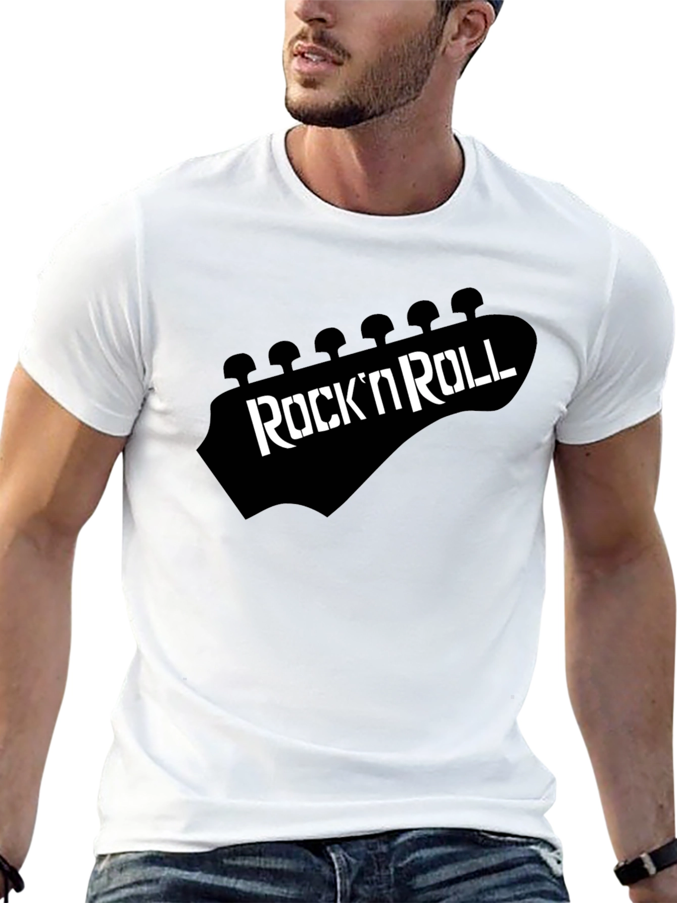 Black Rock 'N' Roll Guitar Head T-Shirt view 13