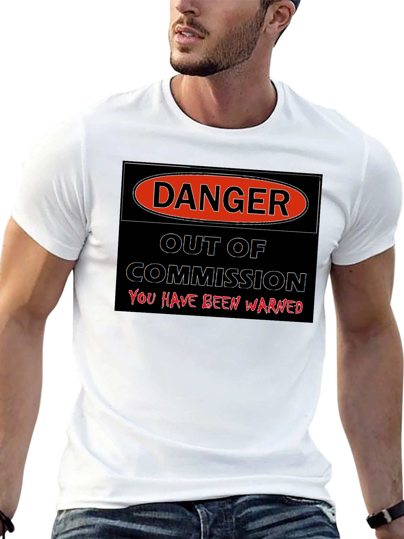 Black Danger Out of Commission Warning T-Shirt view 13