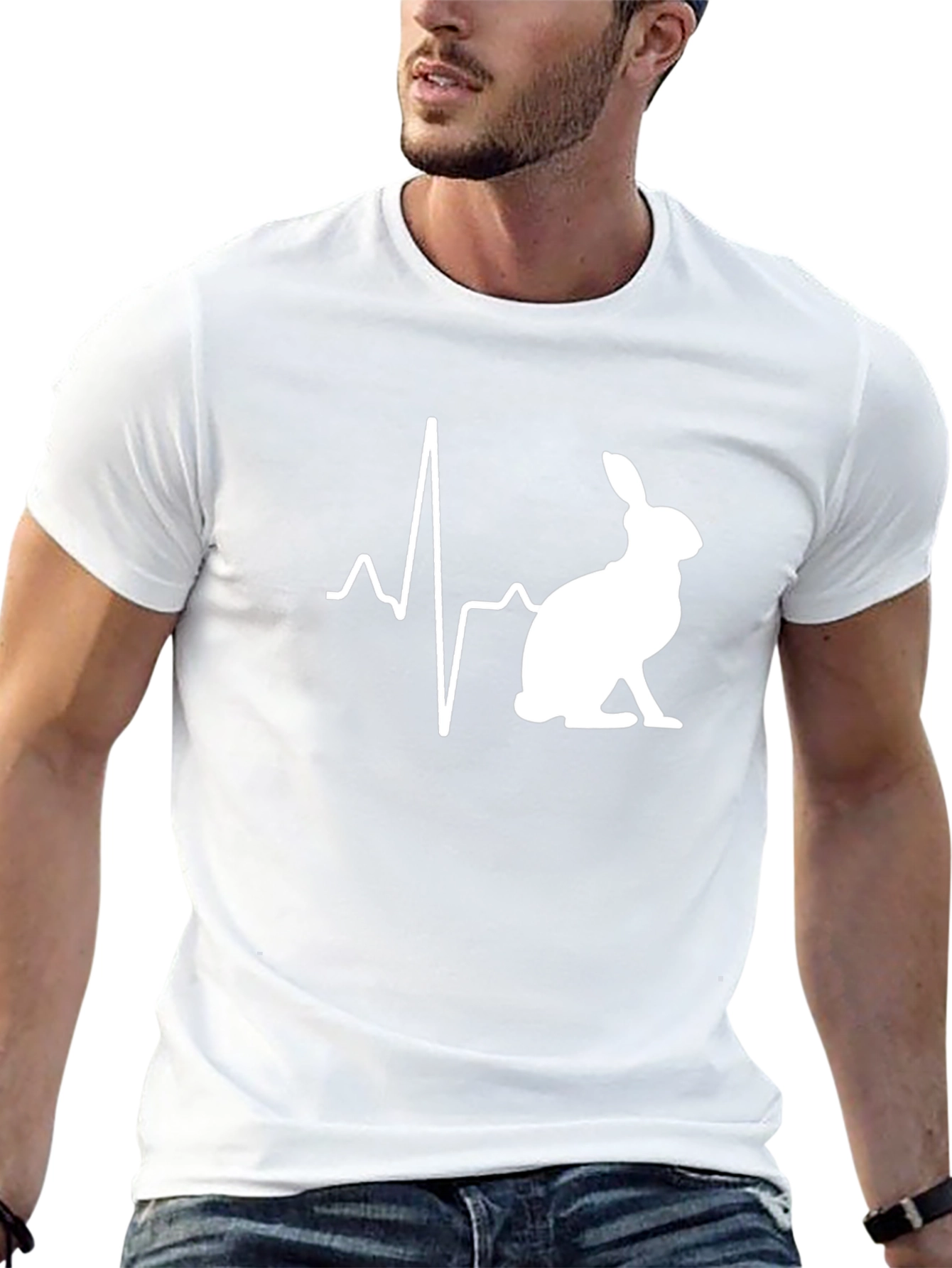 Black Rabbit Heartbeat T-Shirt - Men's Black Crew Neck Tee view 13