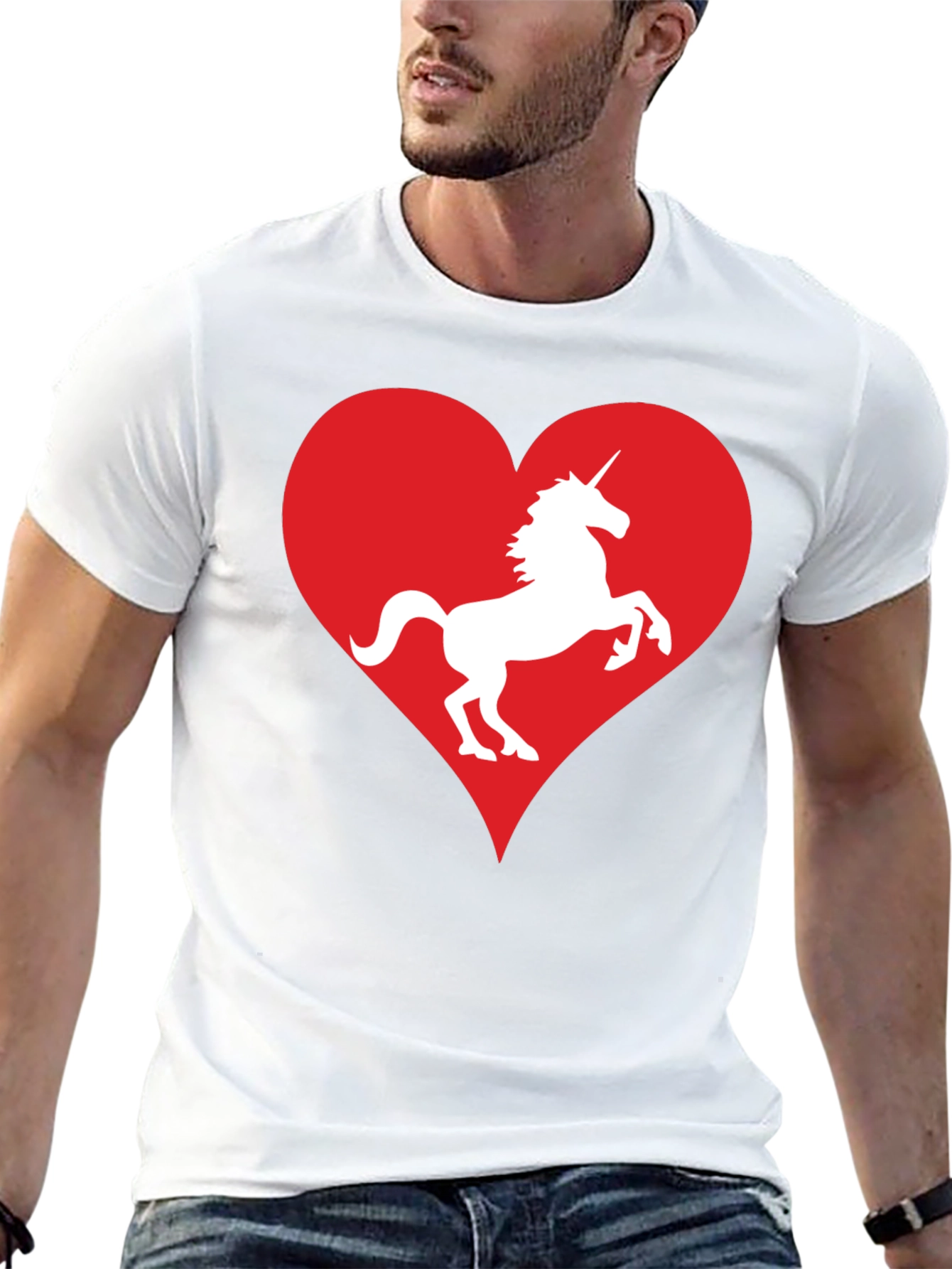 Black Unicorn Heart Graphic Tee - Black Cotton T-Shirt view 13
