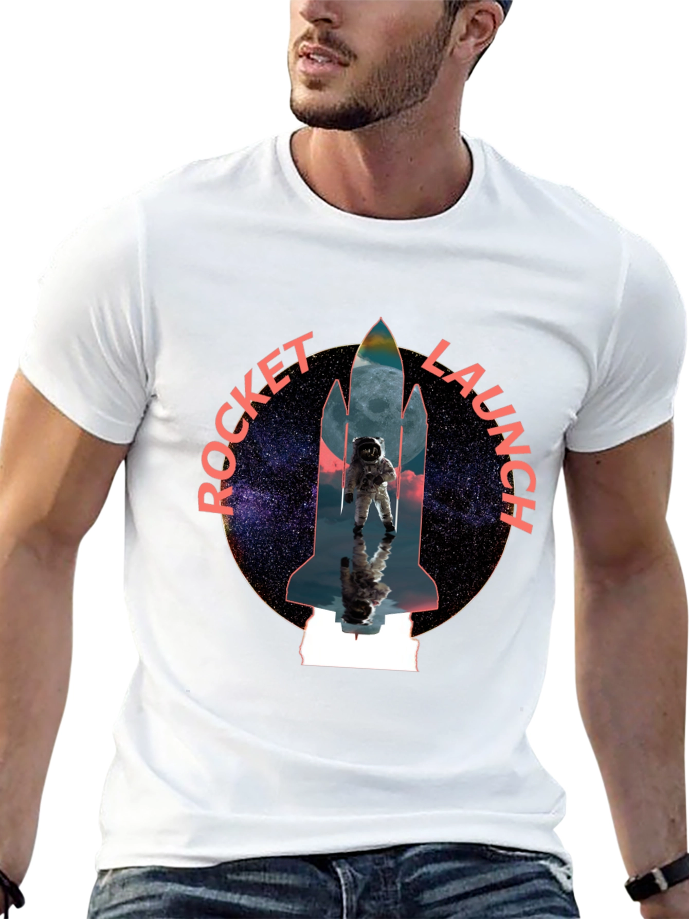 Black Rocket Launch Graphic Tee - Space Astronaut Design view 13