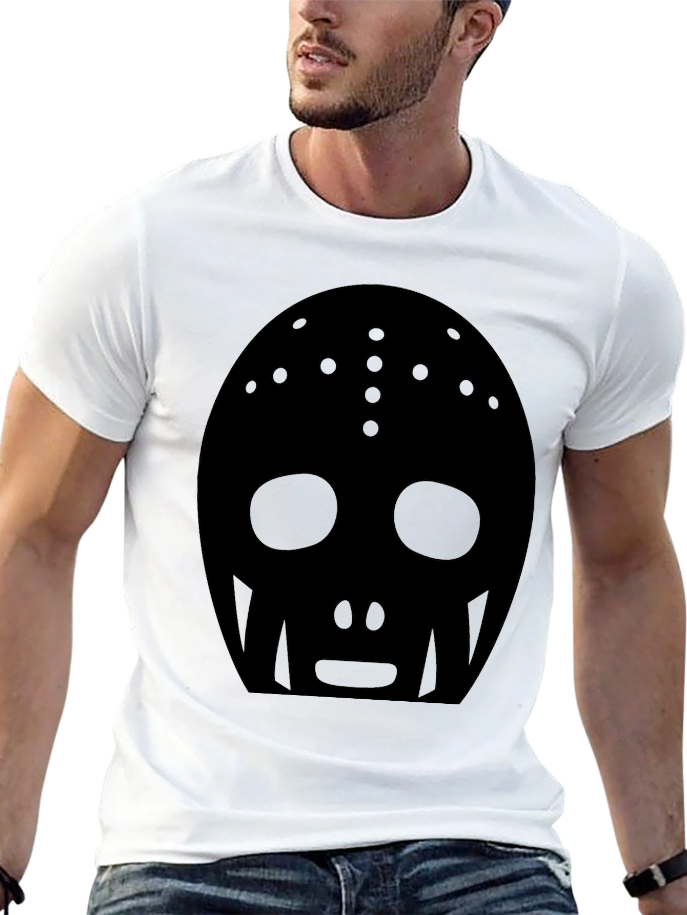Black Black Hockey Mask Graphic Tee - Men's Casual Shirt view 13