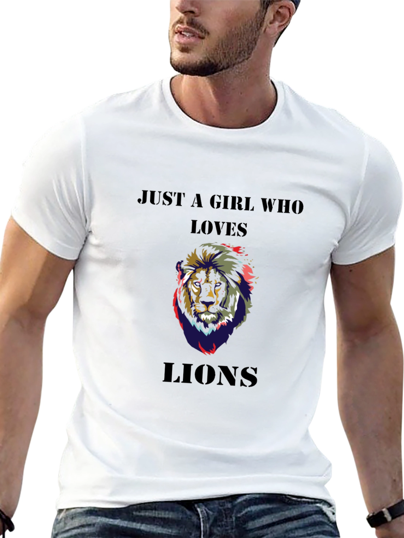 Black Just A Girl Who Loves Lions T-Shirt - Black view 13