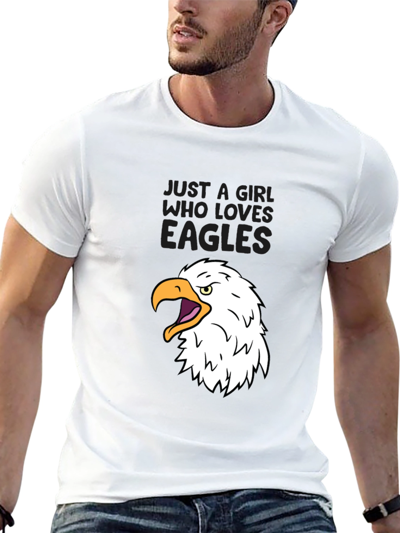 Black Just a Girl Who Loves Eagles T-Shirt view 13