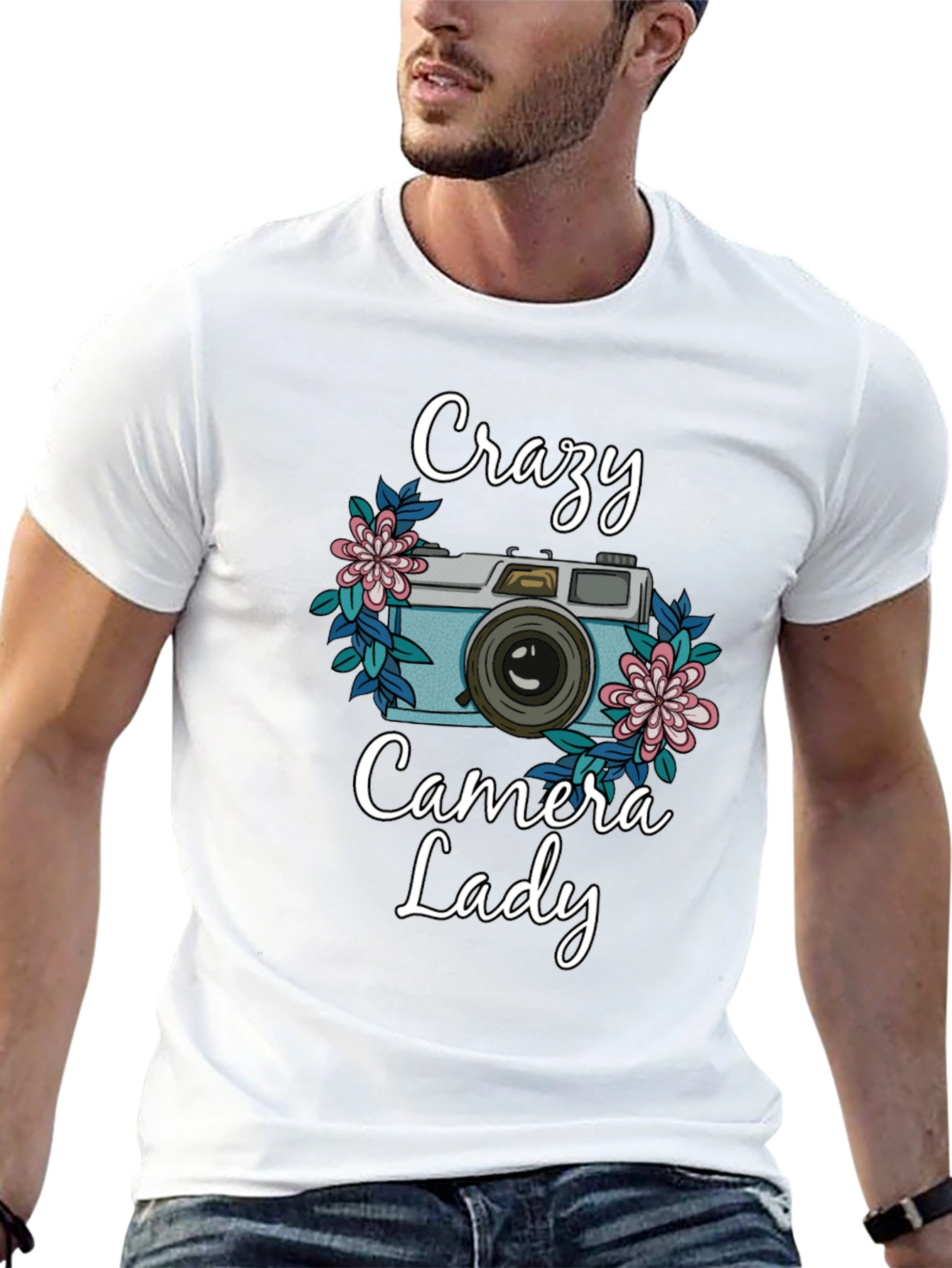 Black Crazy Camera Lady T-Shirt - Photography Lover Tee view 13