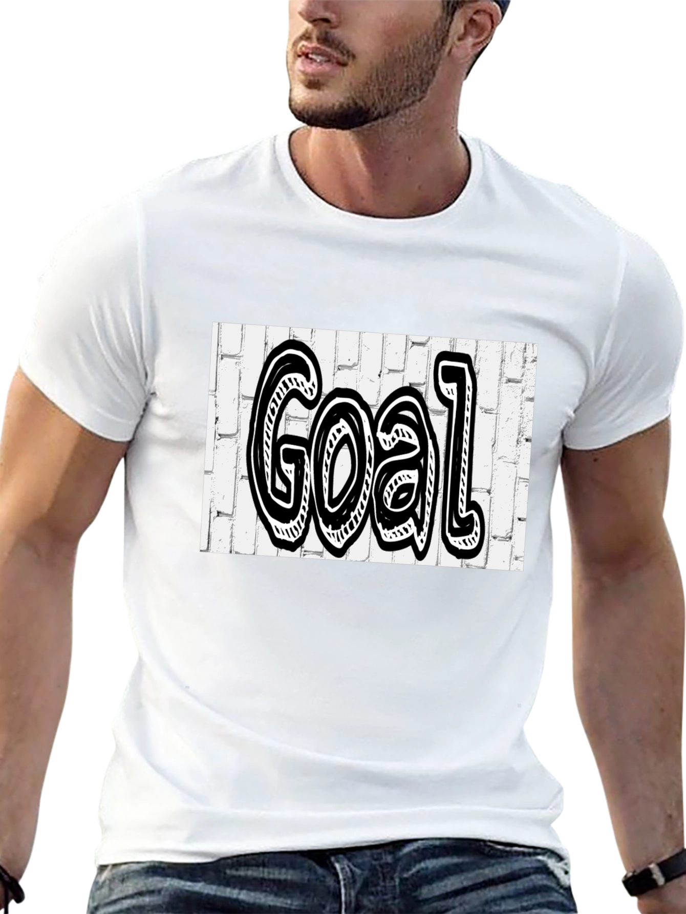 Black Goal Graffiti Style Tee - Black Cotton Blend Shirt view 13
