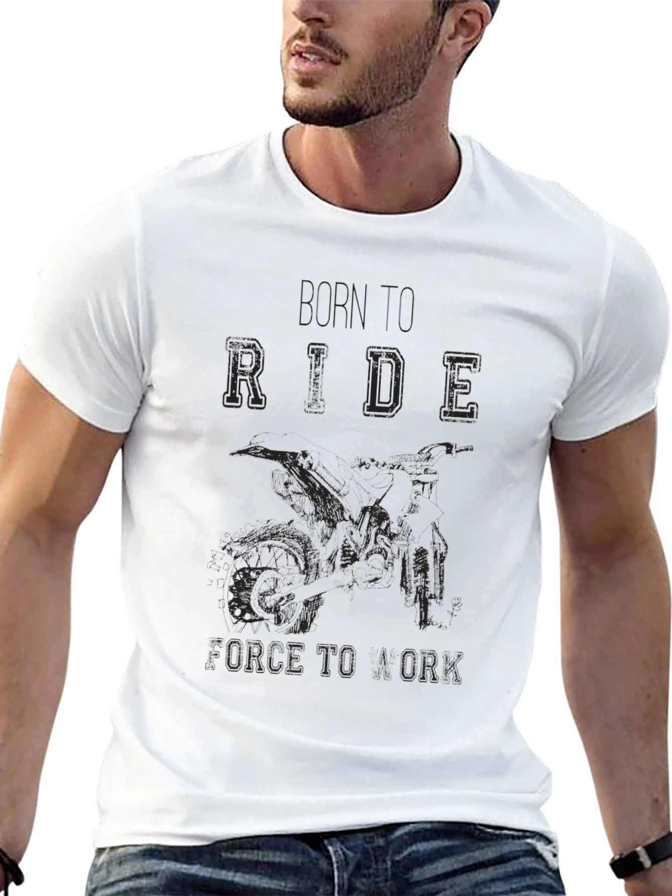 Black Born To Ride Graphic Print Tee view 13
