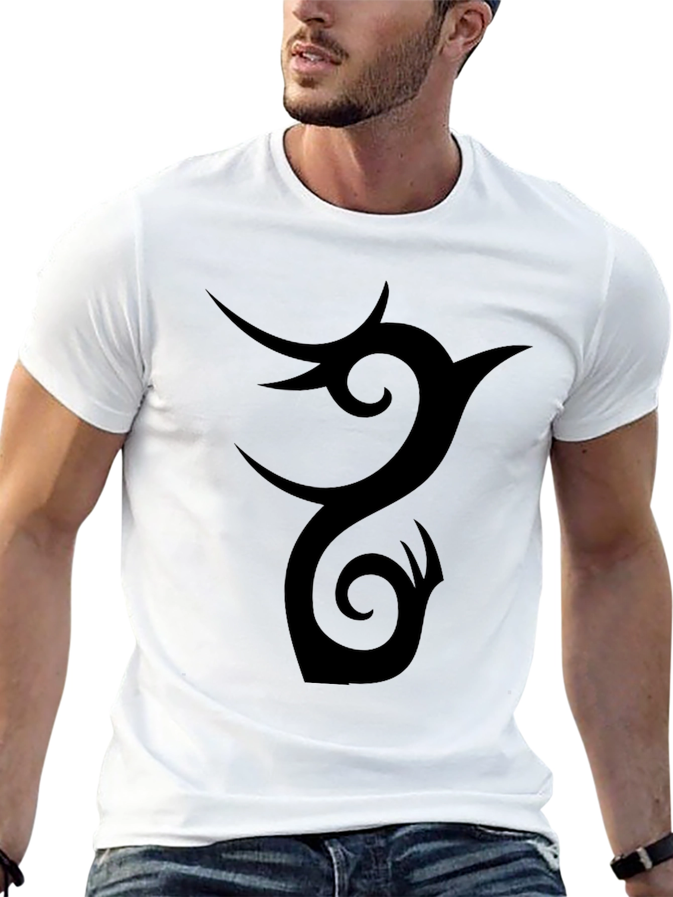 Black Tribal Phoenix Graphic Black T-Shirt view 13