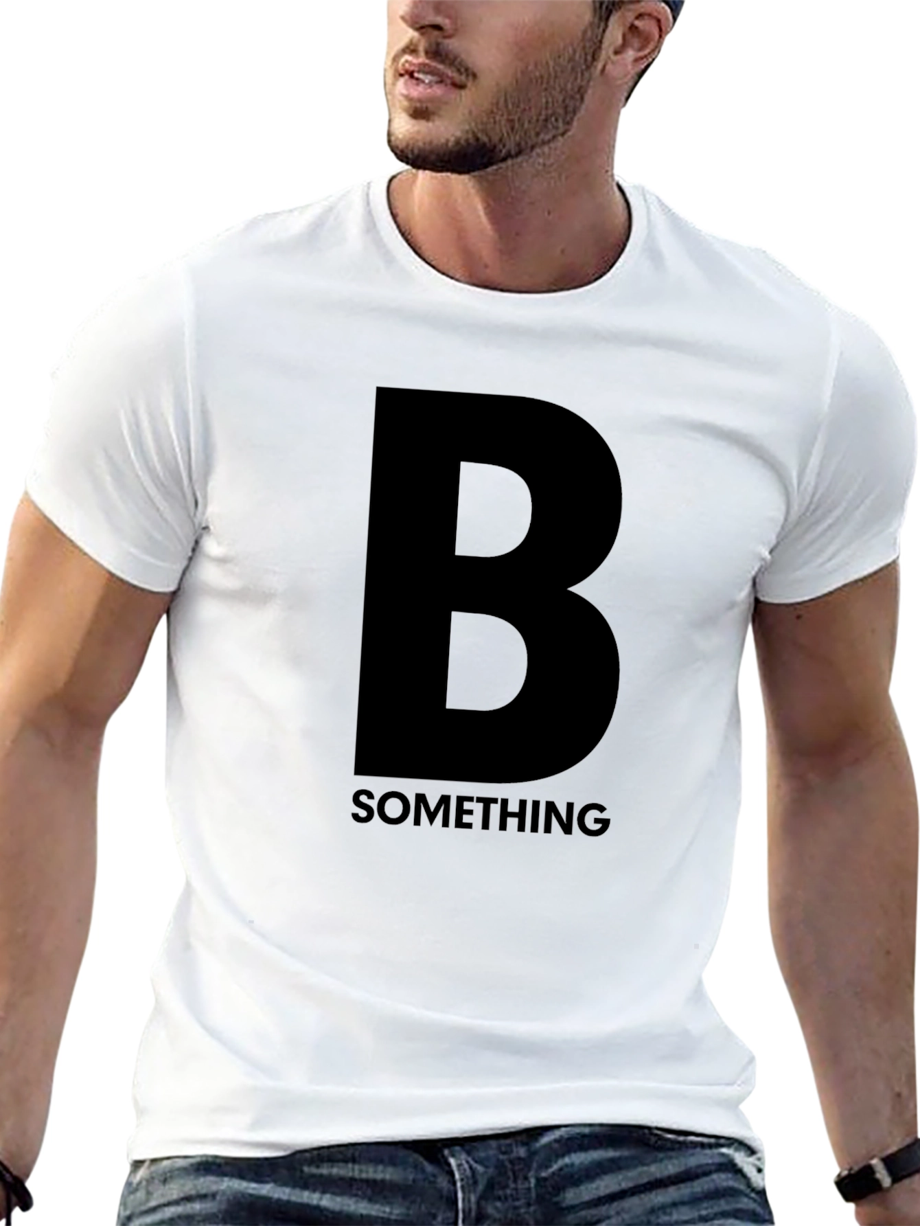 Black Bold "B Something" Black Graphic T-Shirt view 13