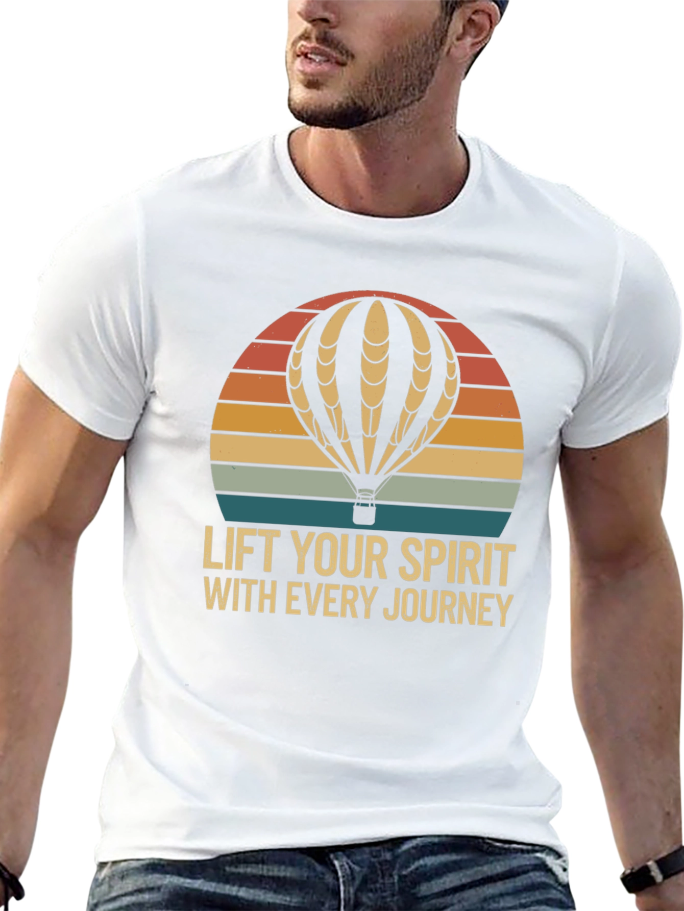 Black Lift Your Spirit Hot Air Balloon Graphic Tee view 13