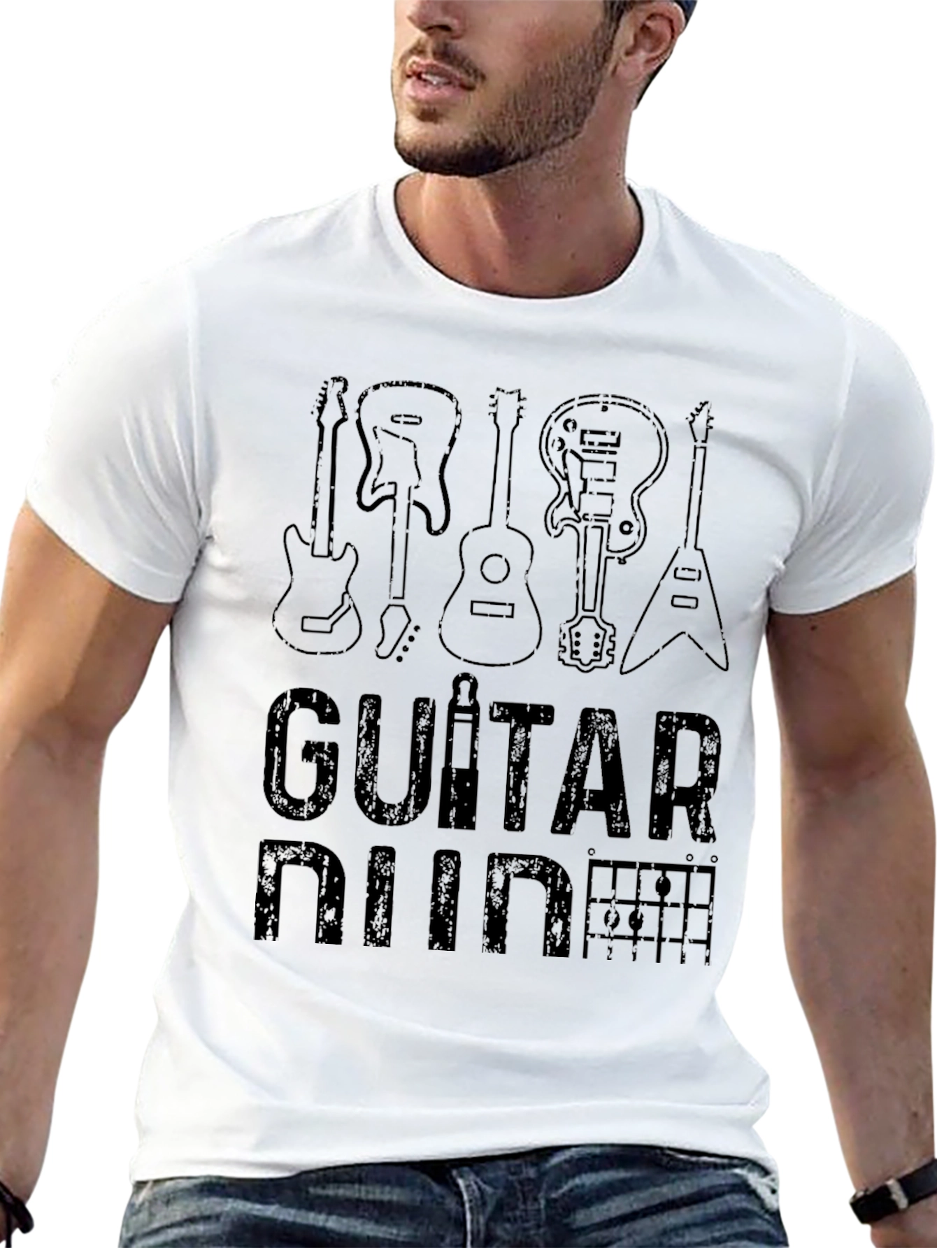 Black Guitar Nine Black T-Shirt - Music Lover Tee view 13