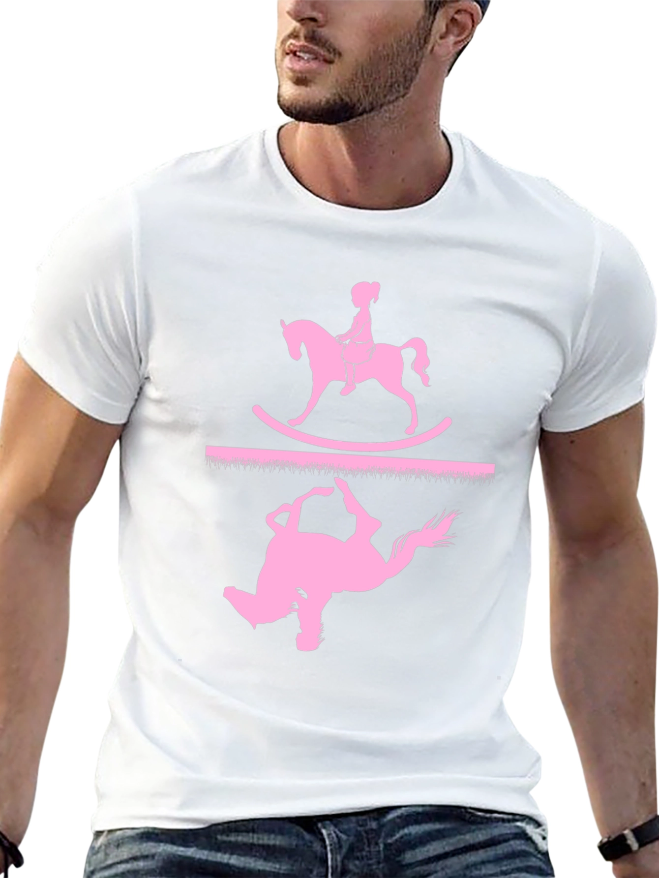 Black Rocking Horse T-Shirt - Girl on Toy view 13