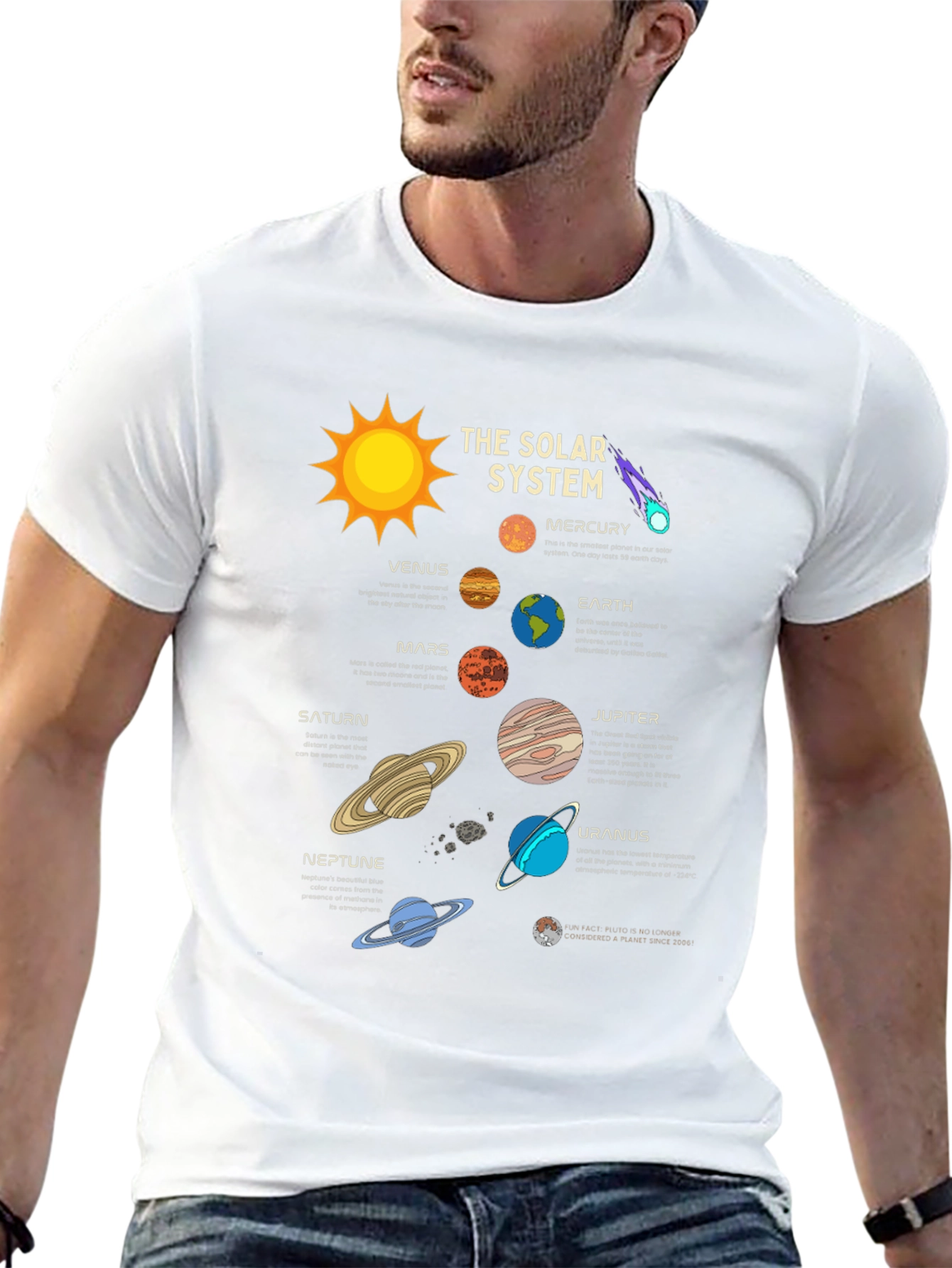Black Solar System T-Shirt - Planets Graphic Tee view 13
