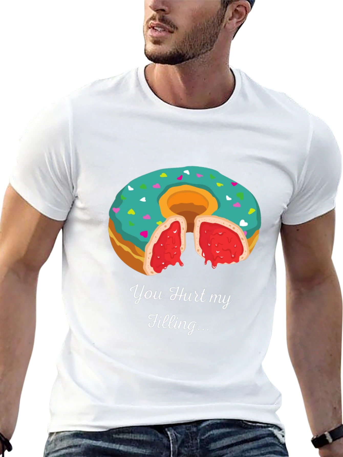 Black You Hurt My Filling Funny Donut T-Shirt view 13