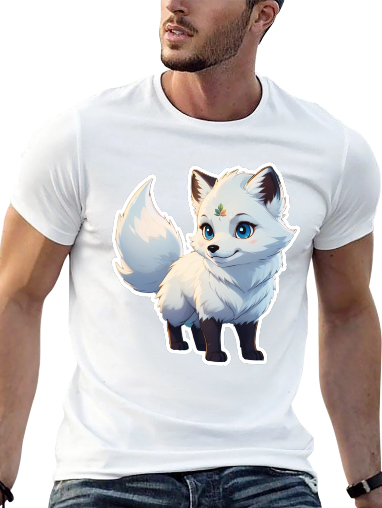 Black Cute Fox Graphic Tee - Black Unisex T-Shirt view 13