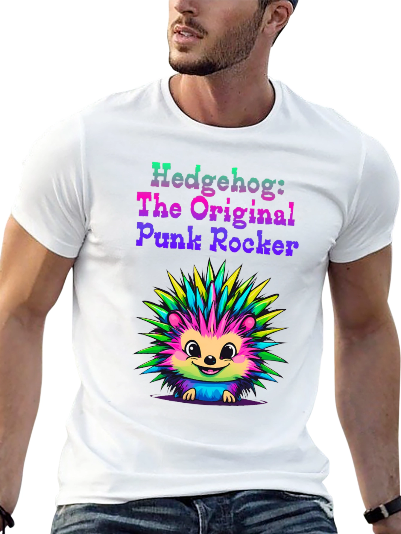 Black Hedgehog Punk Rocker Graphic Tee view 13