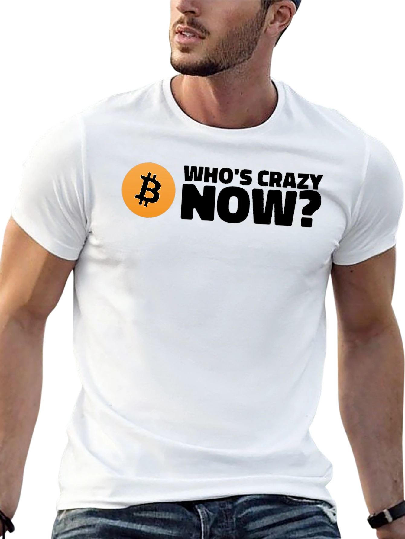 Black Bitcoin T-Shirt - Who's Crazy Now? Black Tee view 13