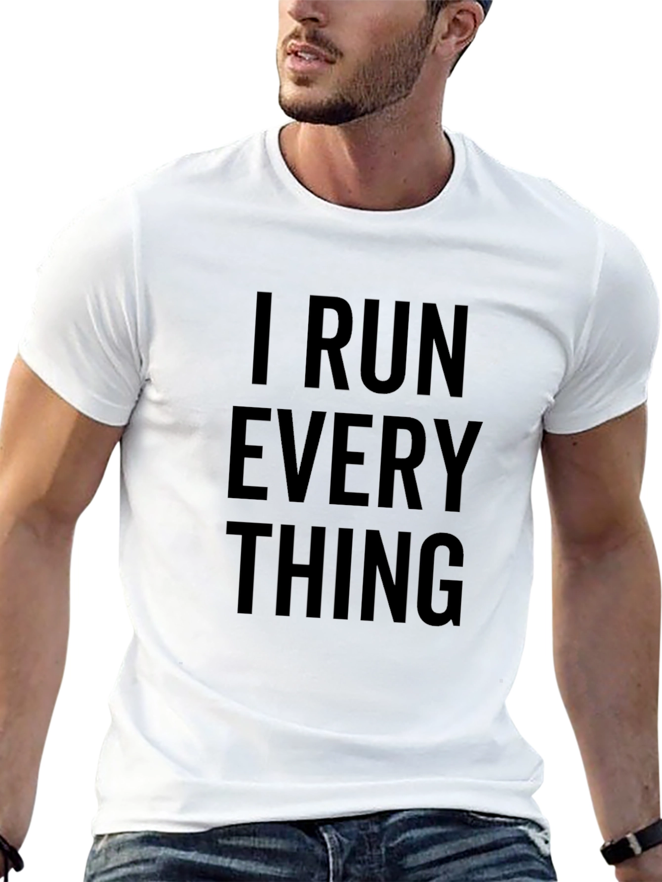 Black I Run Everything T-Shirt - Black Cotton Blend view 13
