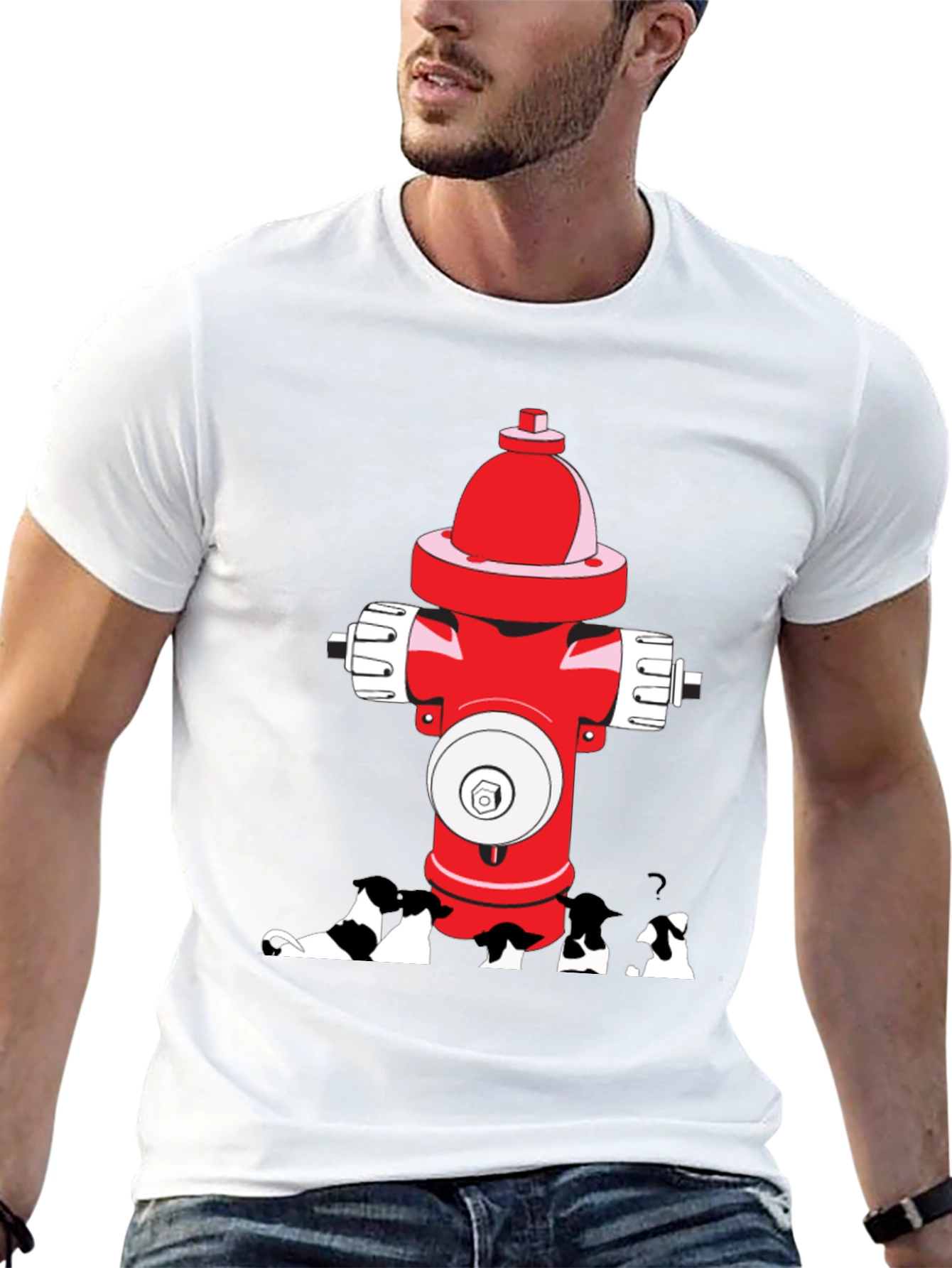 Black Dog Peeing on Fire Hydrant Graphic Tee view 13