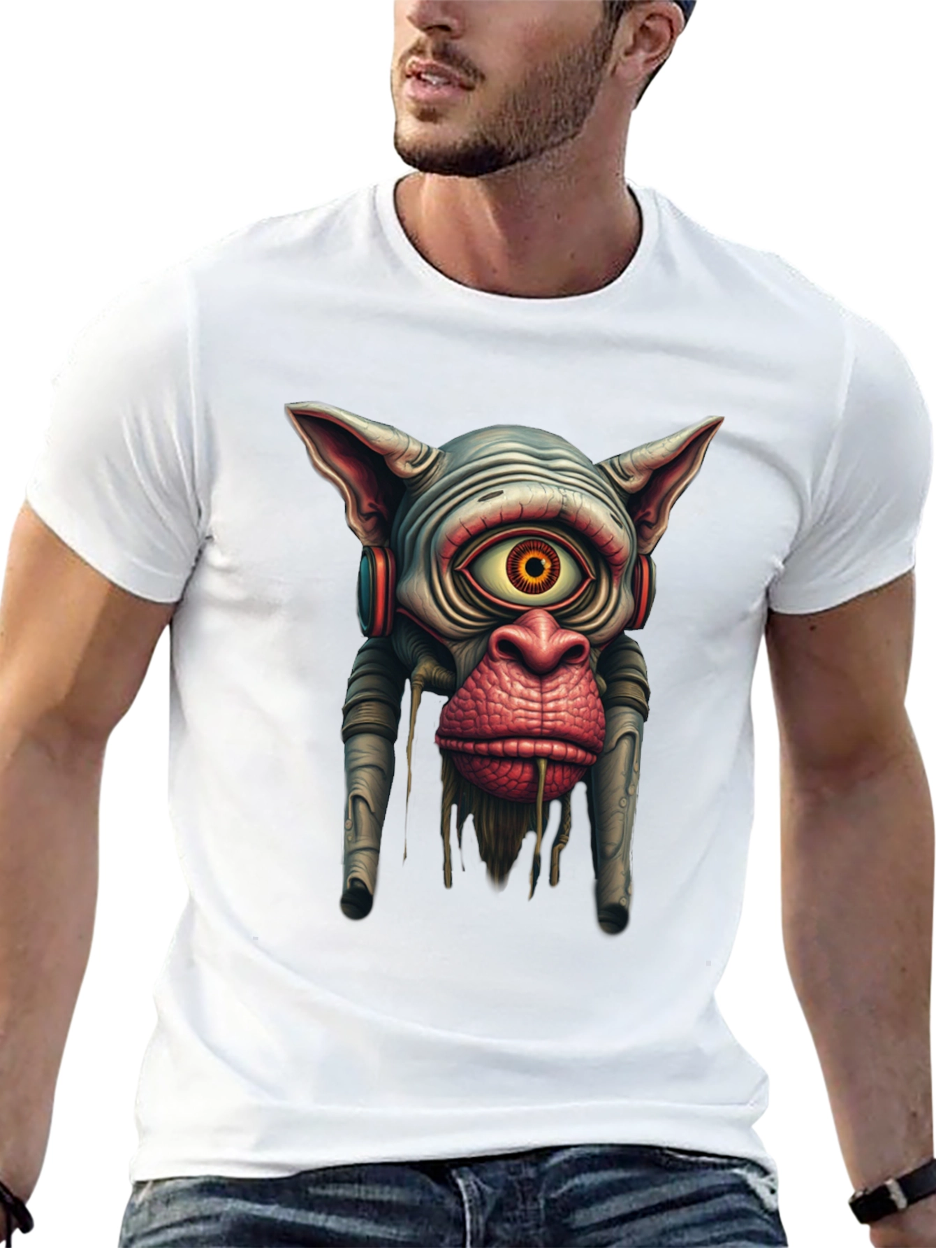 Black Surreal Alien Monkey Graphic Black T-Shirt view 13