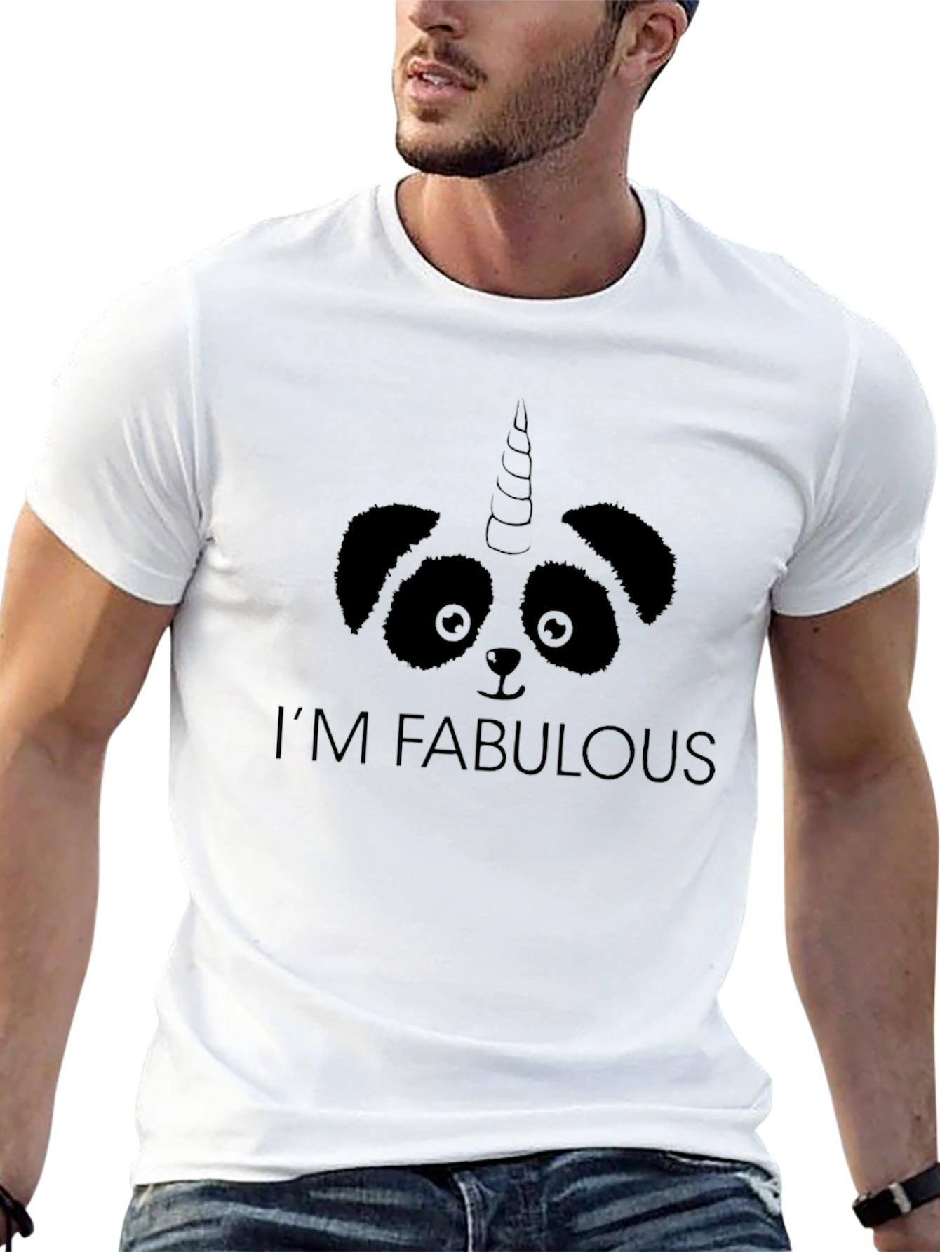 Black I'm Fabulous Panda Unicorn Graphic Tee view 13