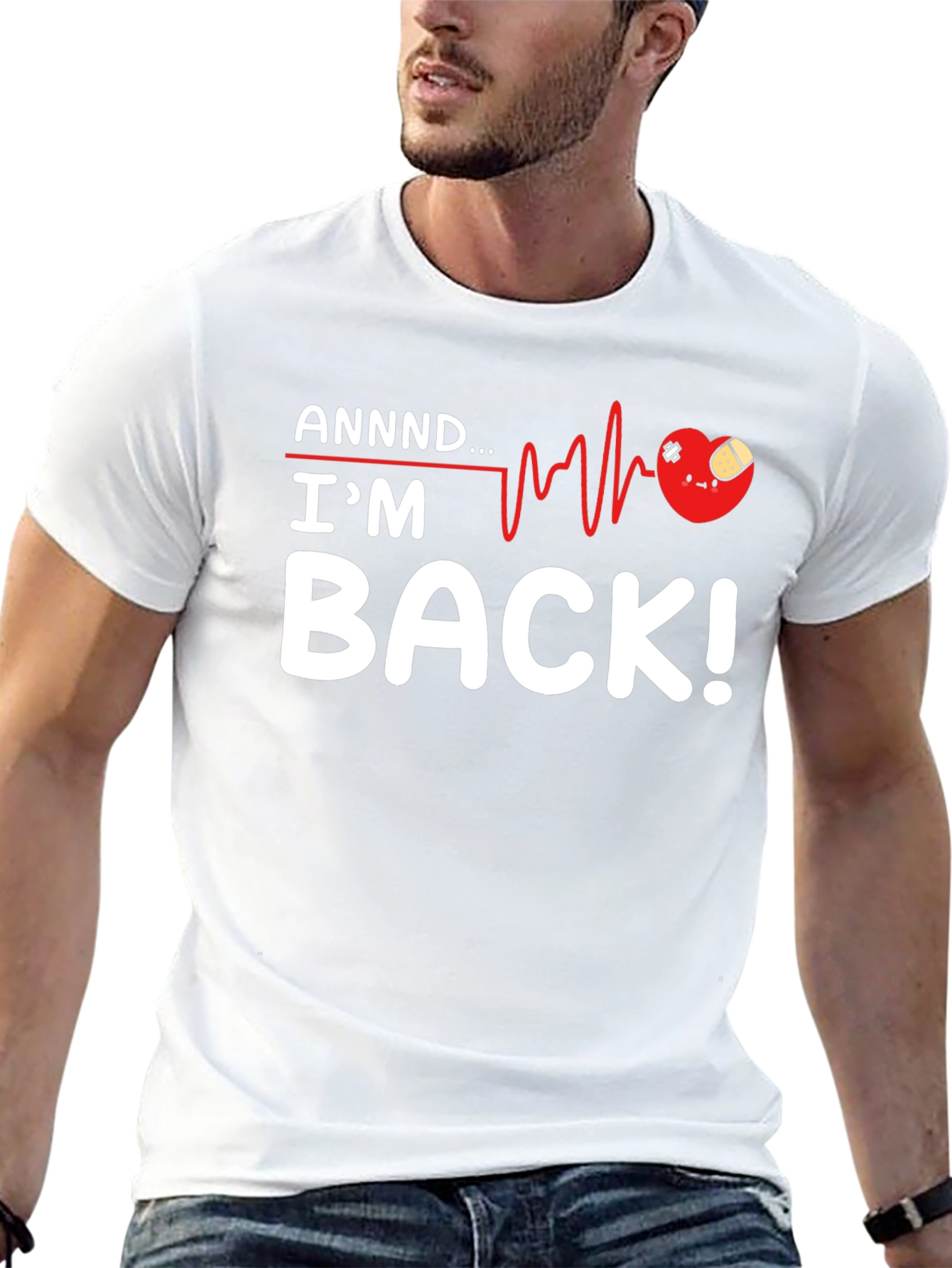 Black I'm Back! Heartbeat Recovery Graphic Tee view 13