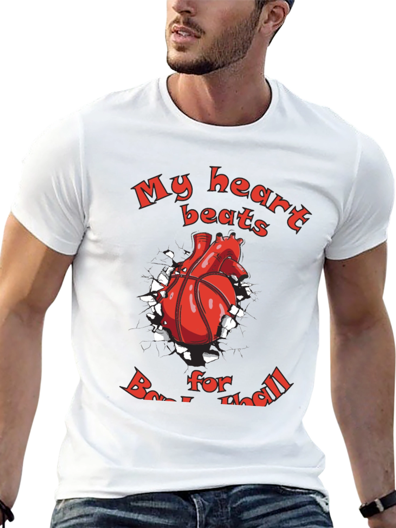 Black Basketball Heartbeat Graphic T-Shirt view 13