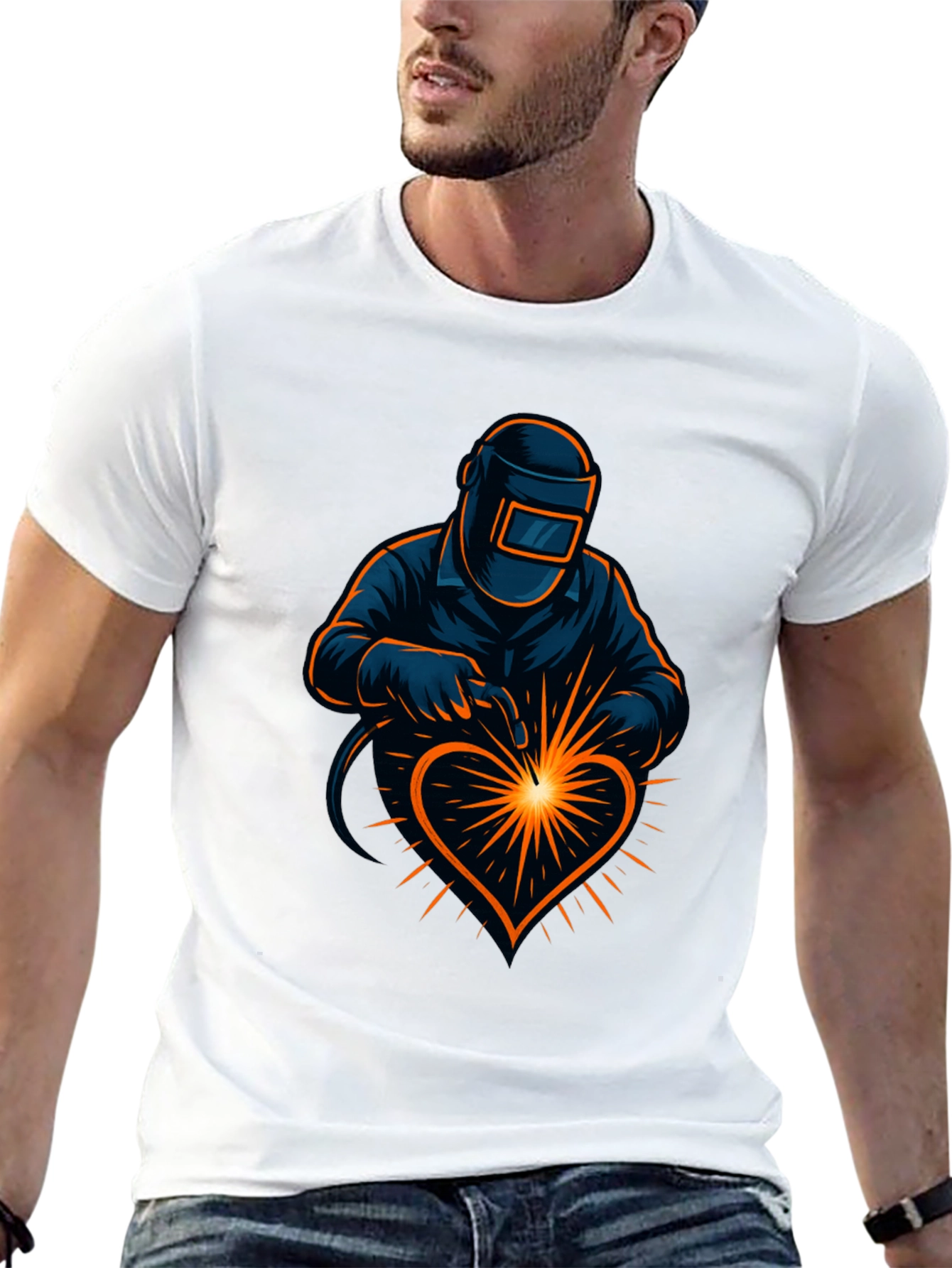 Black Welder's Heart Black T-Shirt - Love to Weld view 13