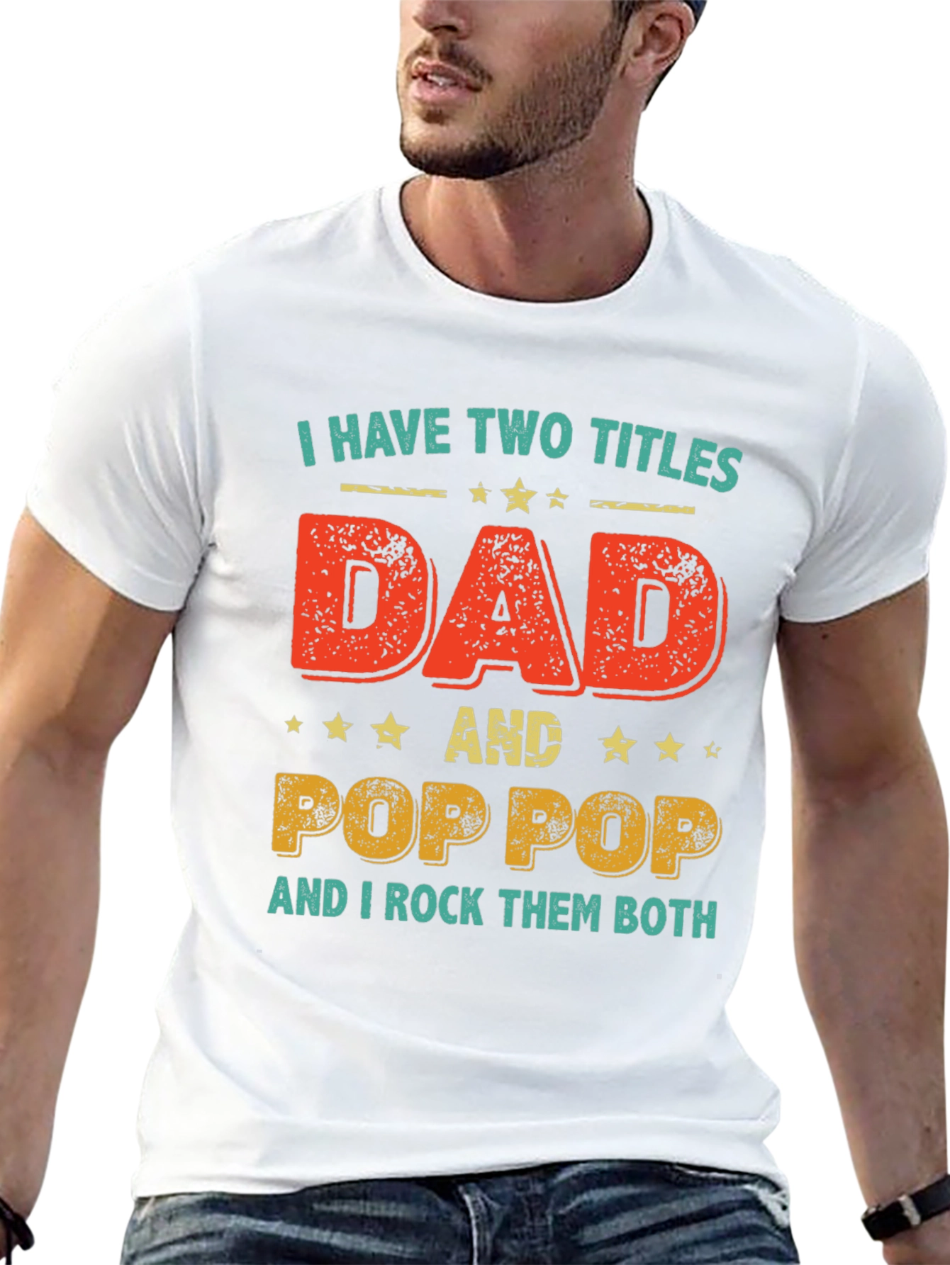 Black Dad & Pop Pop T-Shirt - I Have Two Titles Tee view 13