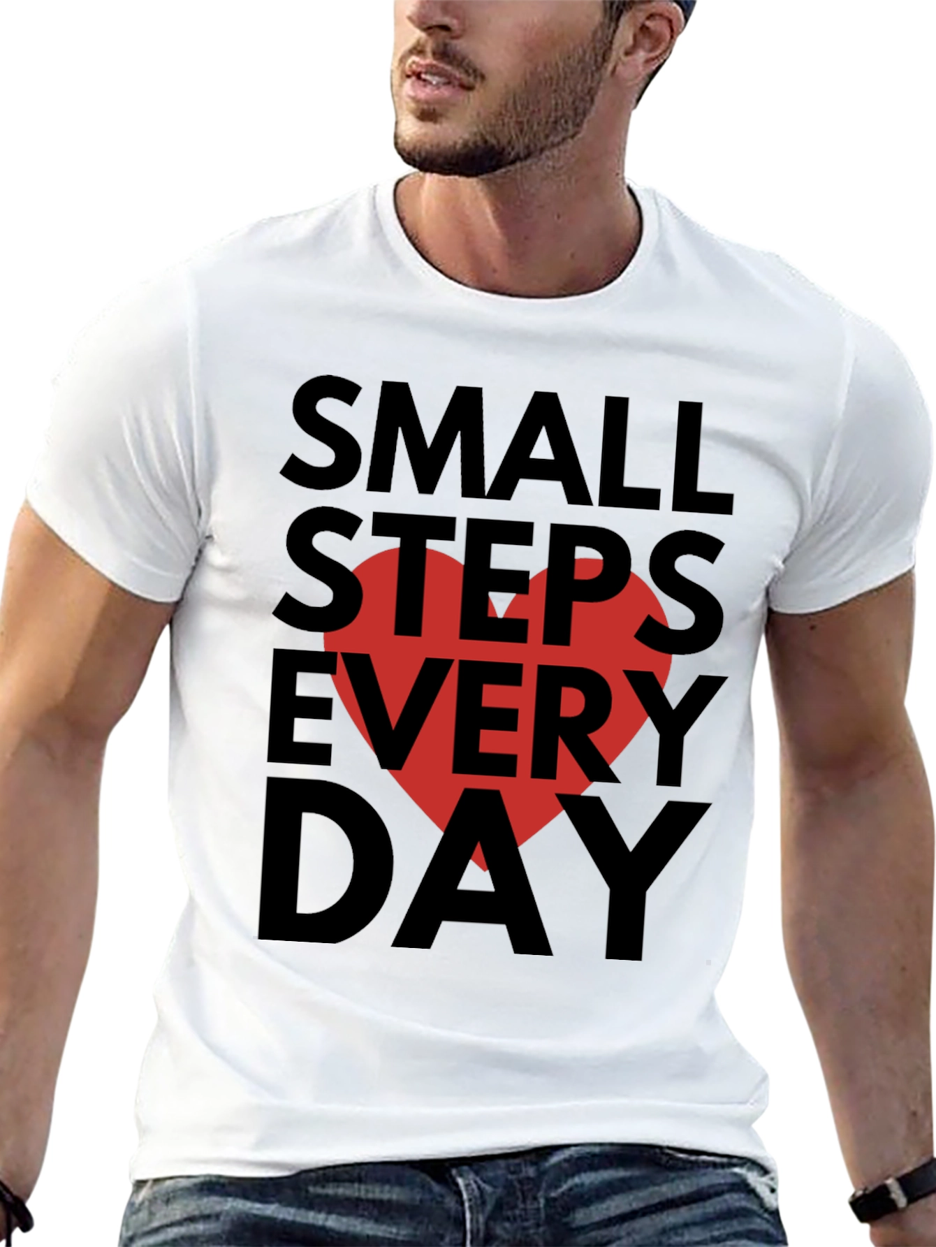Black Small Steps Every Day Graphic Tee view 13