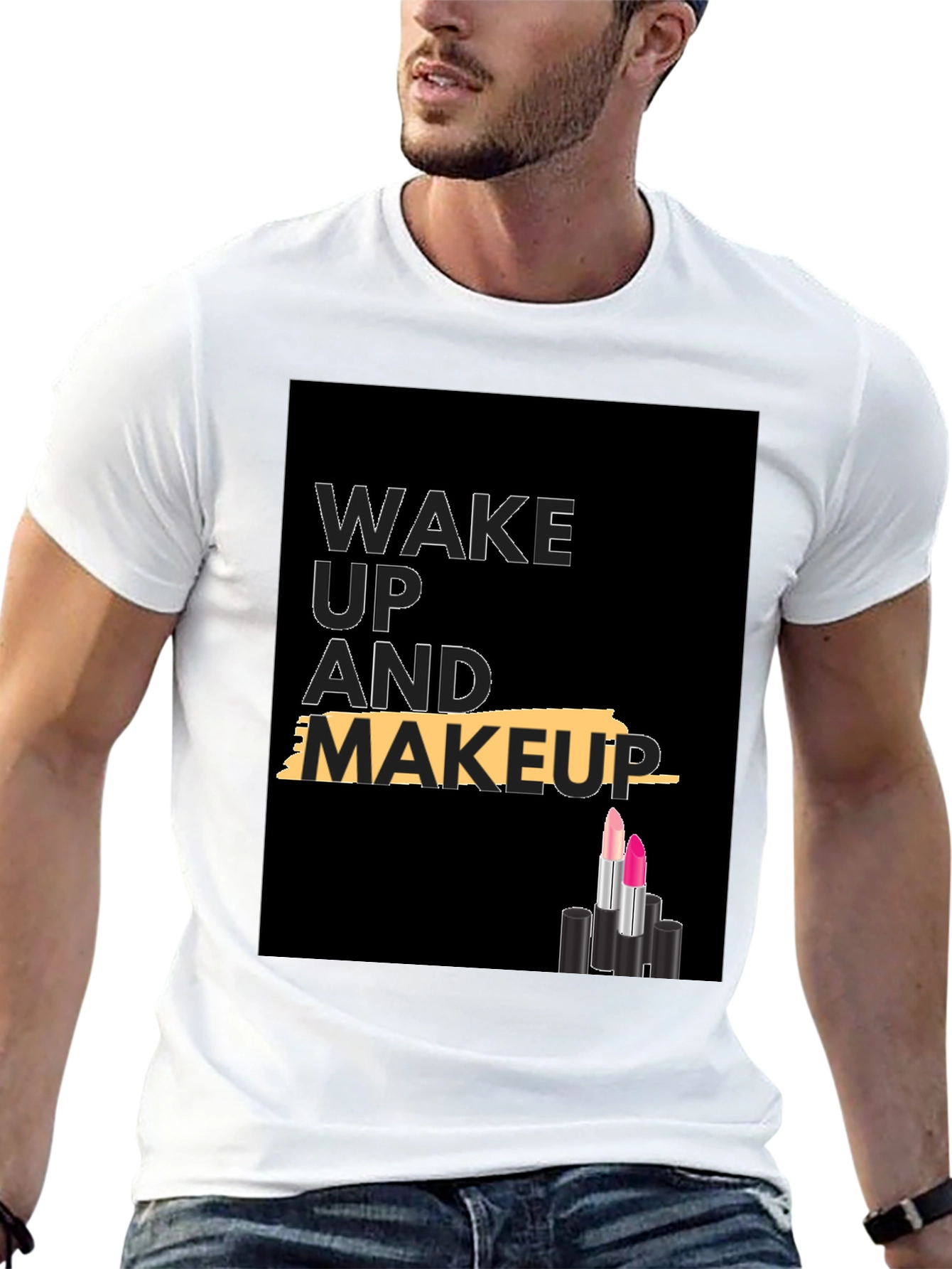 Black Wake Up and Makeup T-Shirt view 13