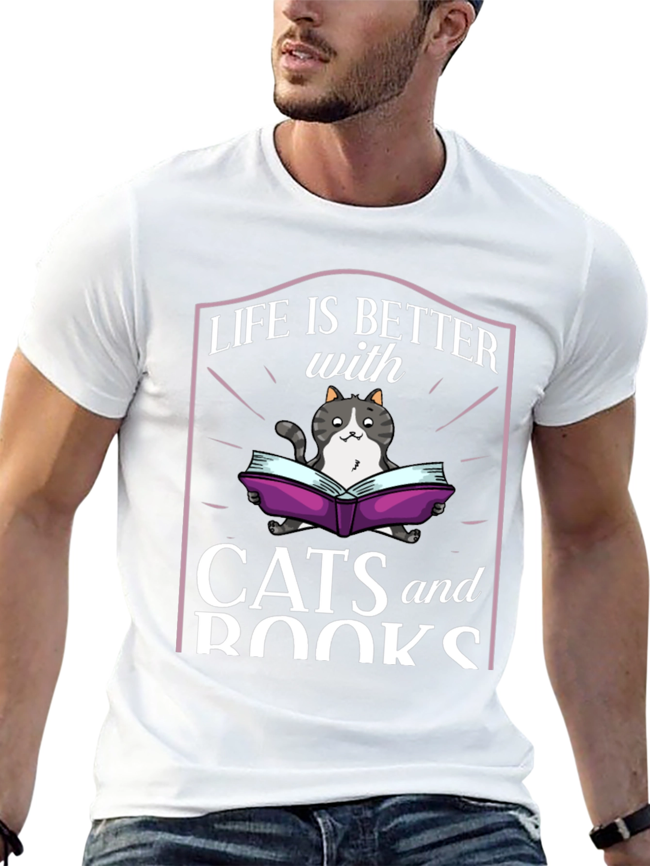 Black Life is Better with Cats and Books T-Shirt view 13