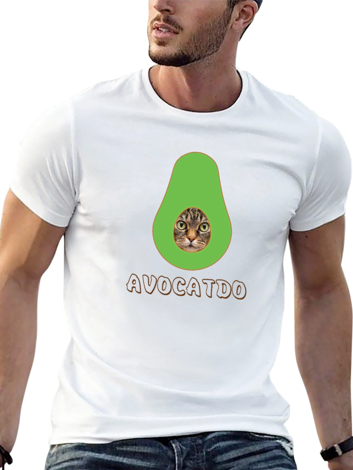 Black Avocatdo T-Shirt: Cat Avocado Pun Tee view 13