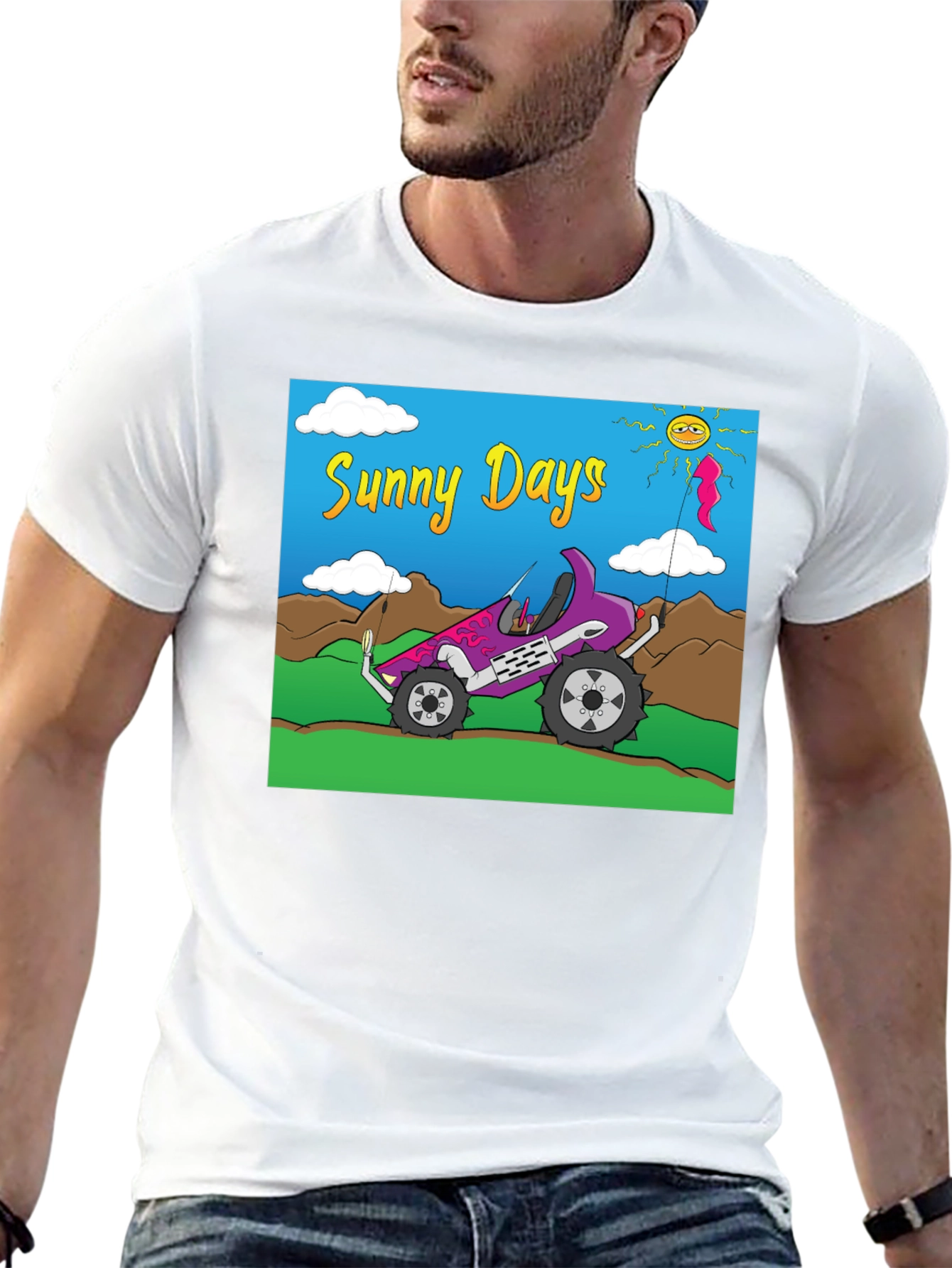 Black Sunny Days Graphic Tee - Car & Sunshine Design view 13