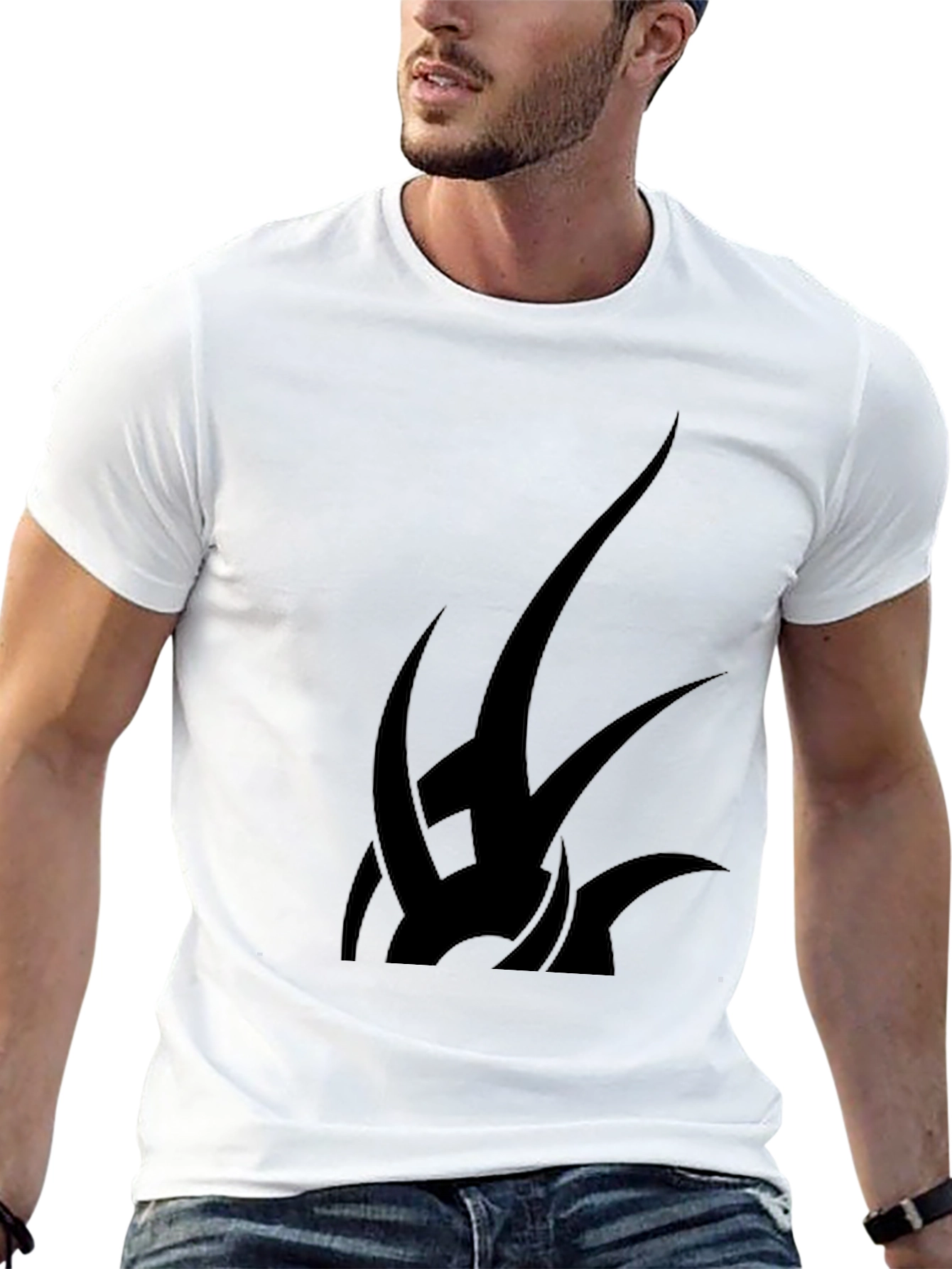 Black Black T-Shirt with Abstract Tribal Design view 13