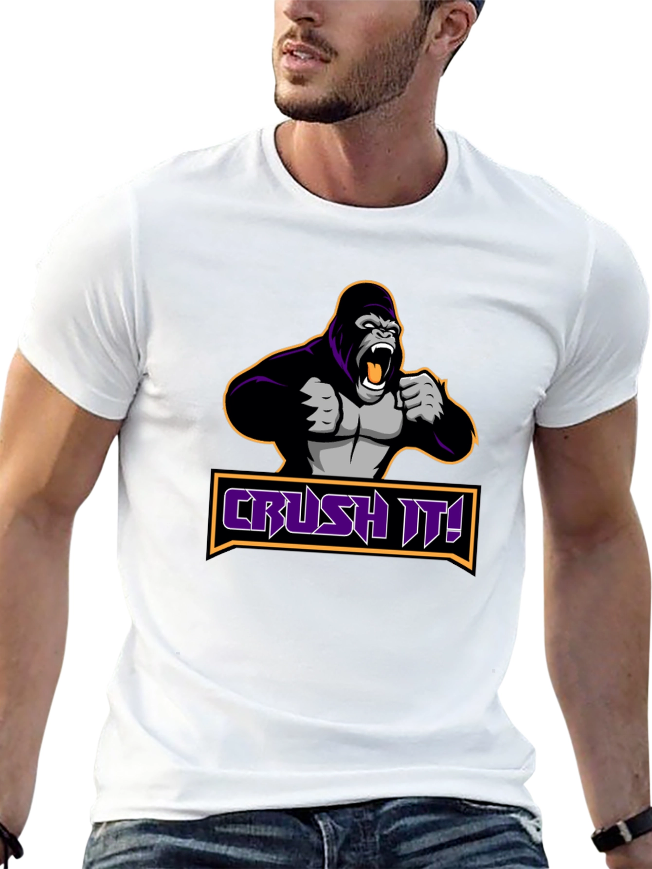 Black Crush It Gorilla Graphic Black T-Shirt view 13