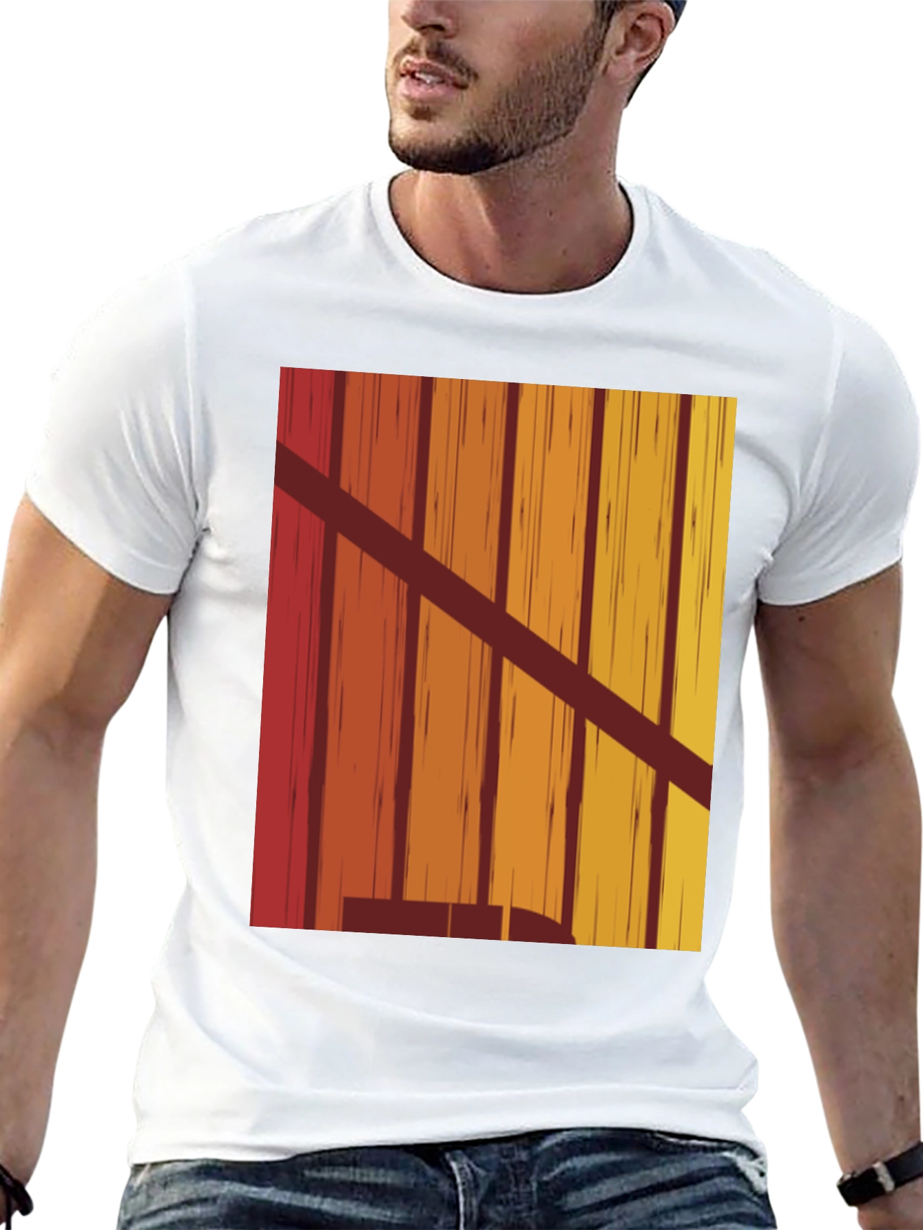 Black Retro Vertical Stripe Graphic Tee view 13