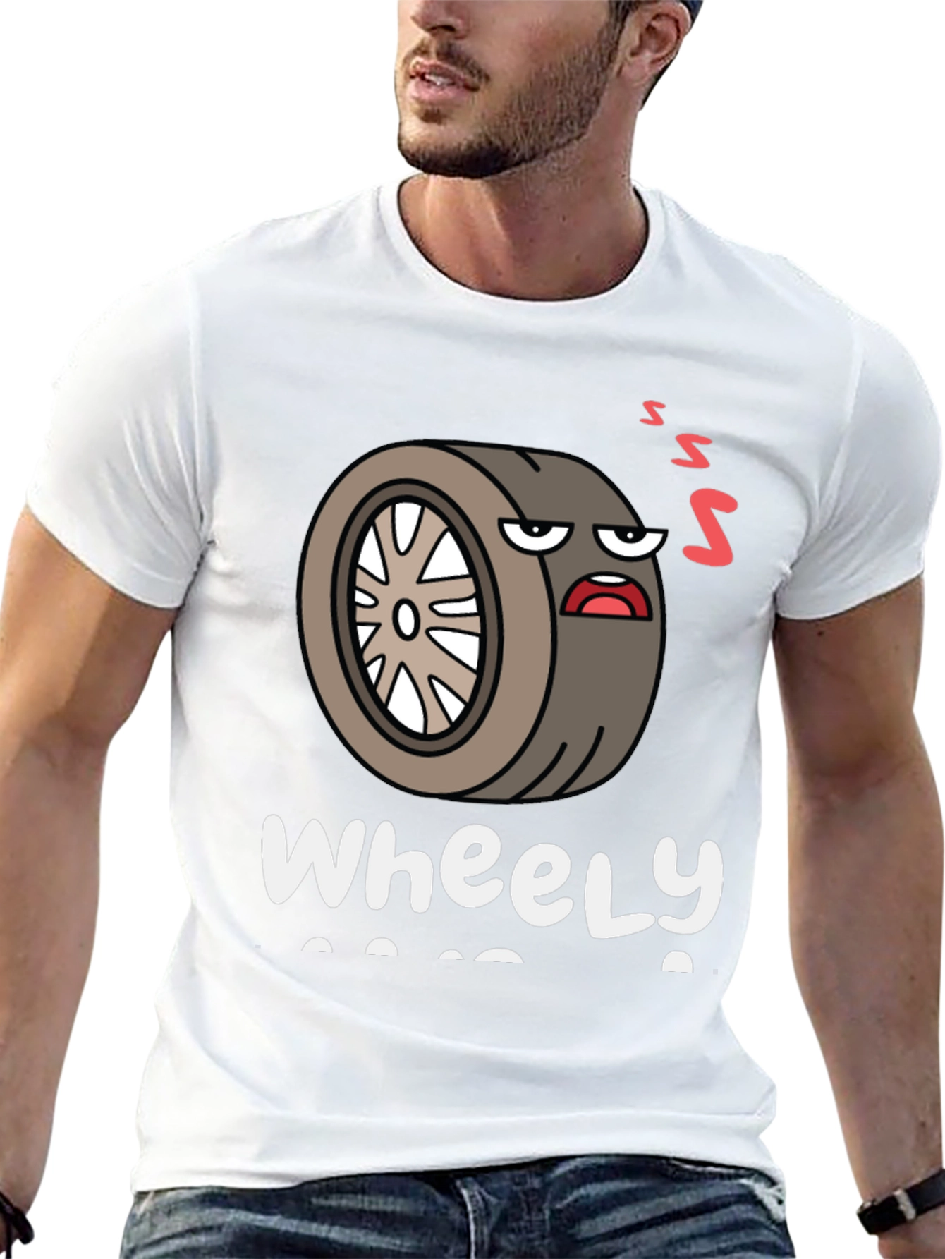 Black Wheely Tired T-Shirt - Funny Graphic Tee for Car Lovers view 13