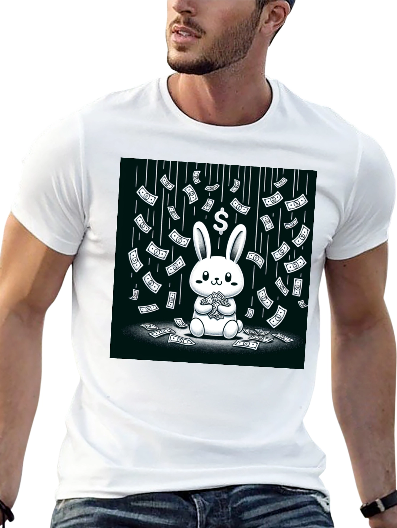 Black Money Bunny Black T-Shirt view 13