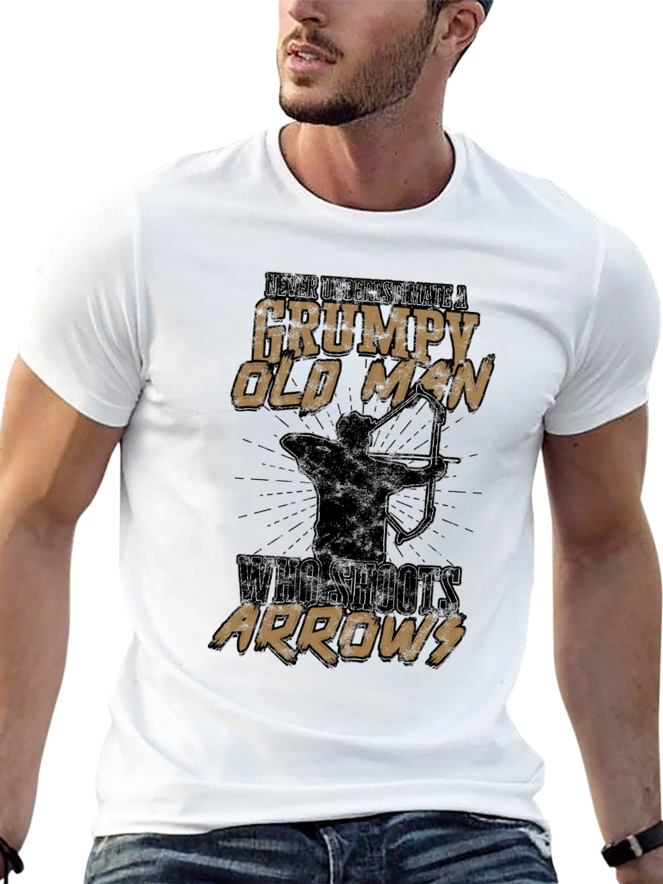 Black Grumpy Old Man Archery T-Shirt view 13